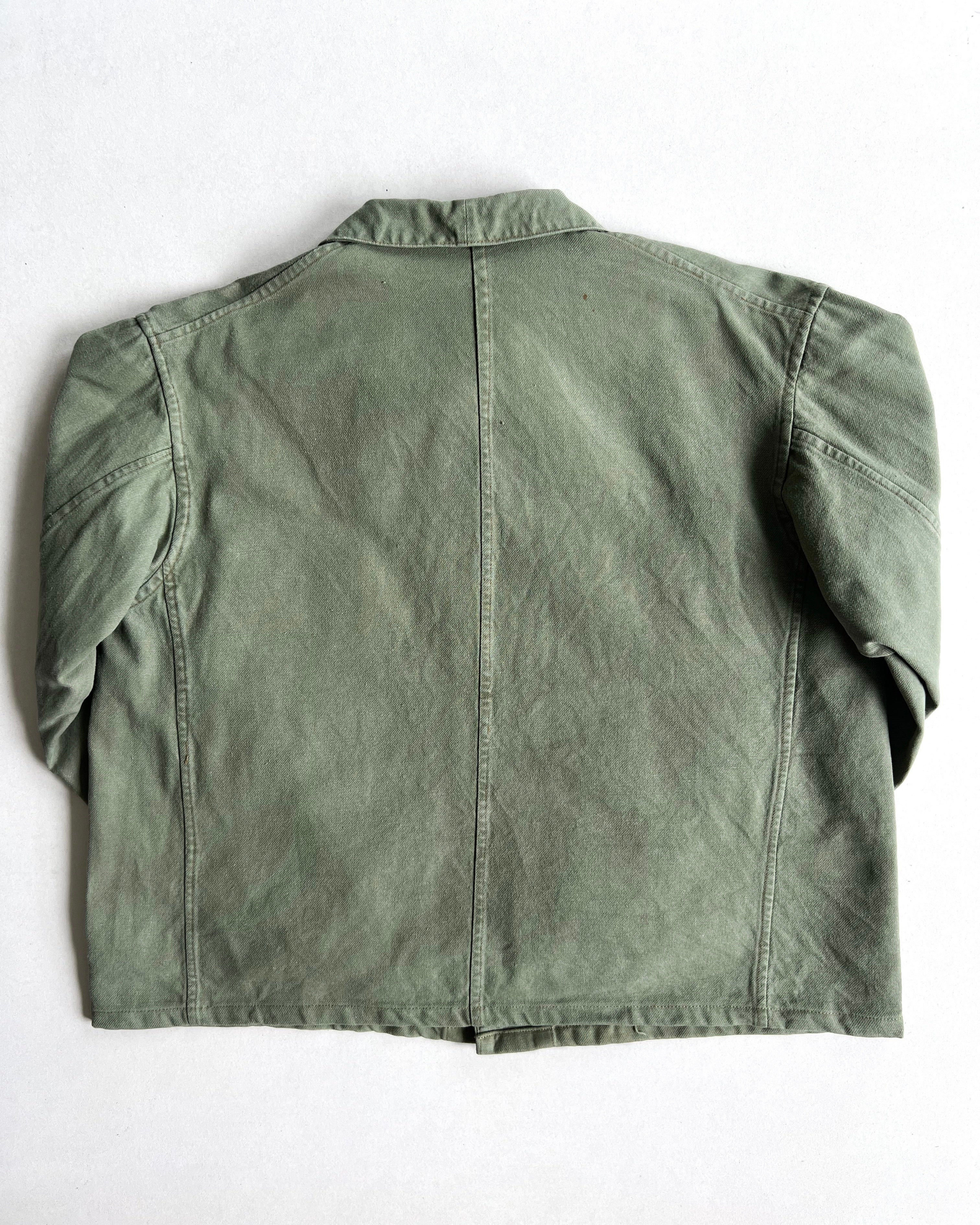 1950S OLIVE DOUBLE POCKET FRENCH WORK JACKET (L)