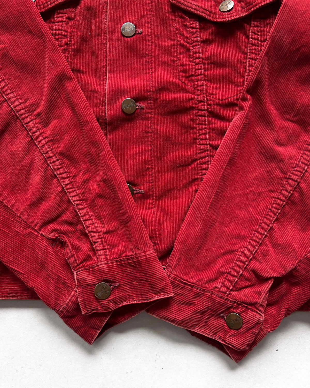 1970S RED WRANGLER CORDUROY TRUCKER JACKET (40)