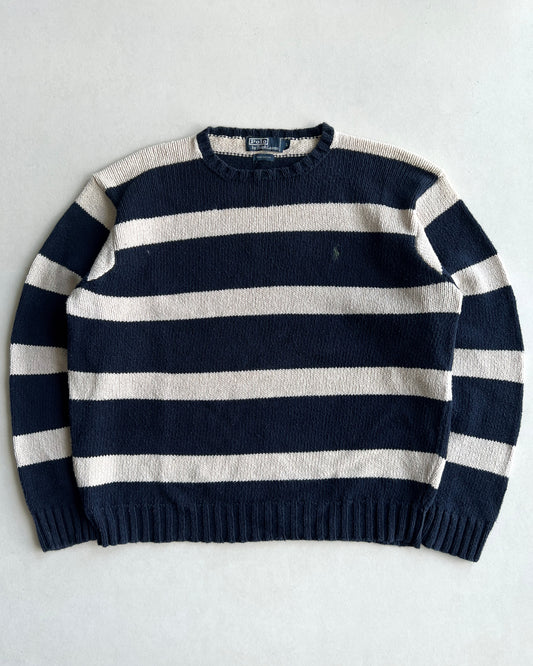 1980S RALPH LAUREN STRIPES KNIT SWEATER (L)