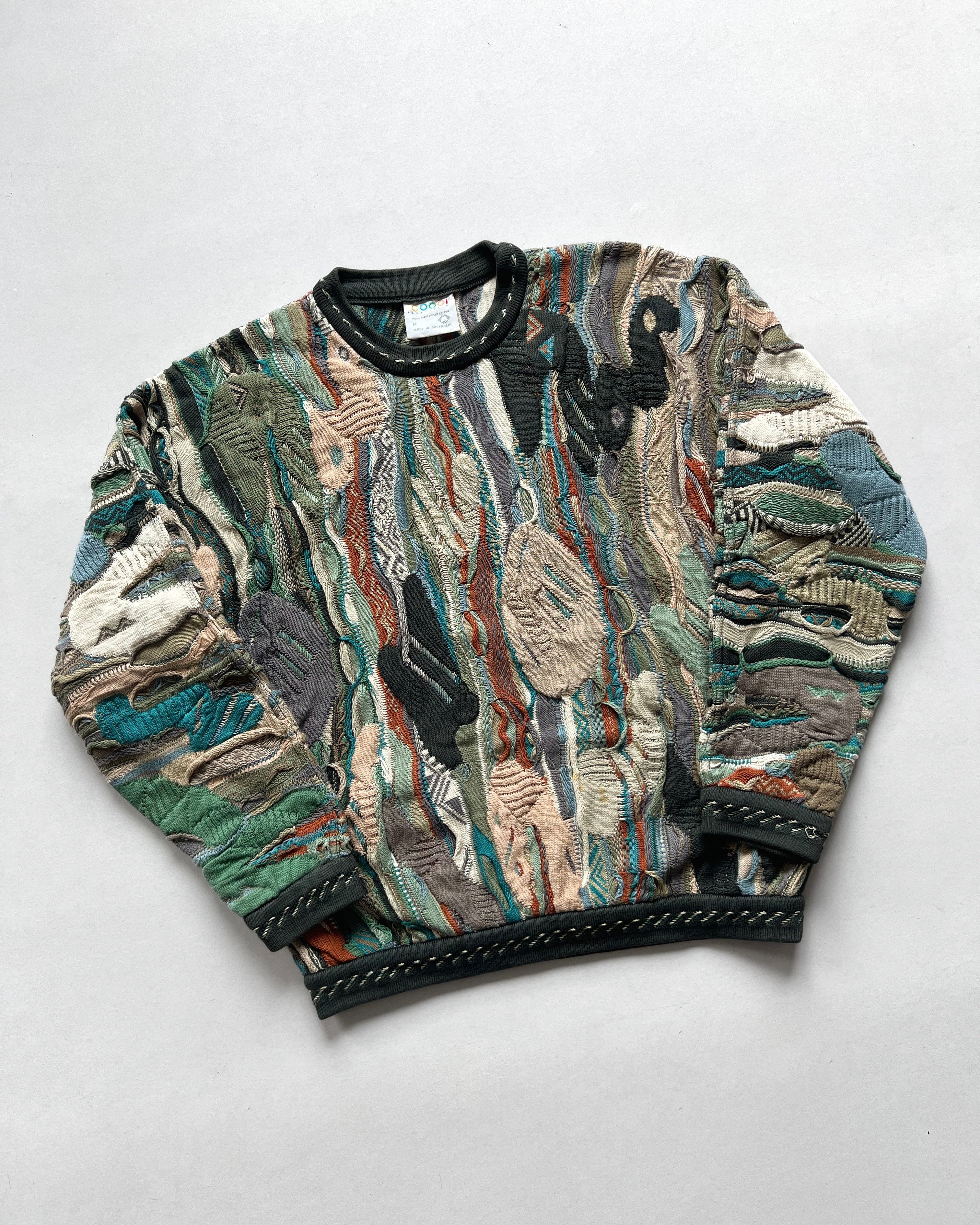1980S COOGI EARTH TONE 3D KNIT SWEATER (M)