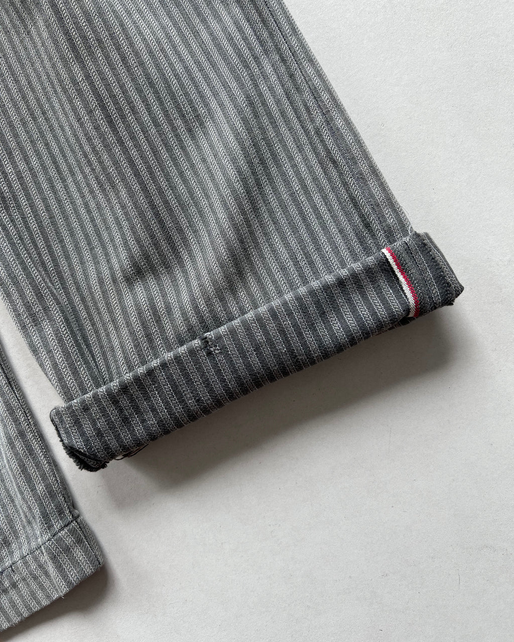 1930S FRENCH SALT & PEPPER STRIPES WORK PANTS (32-35)