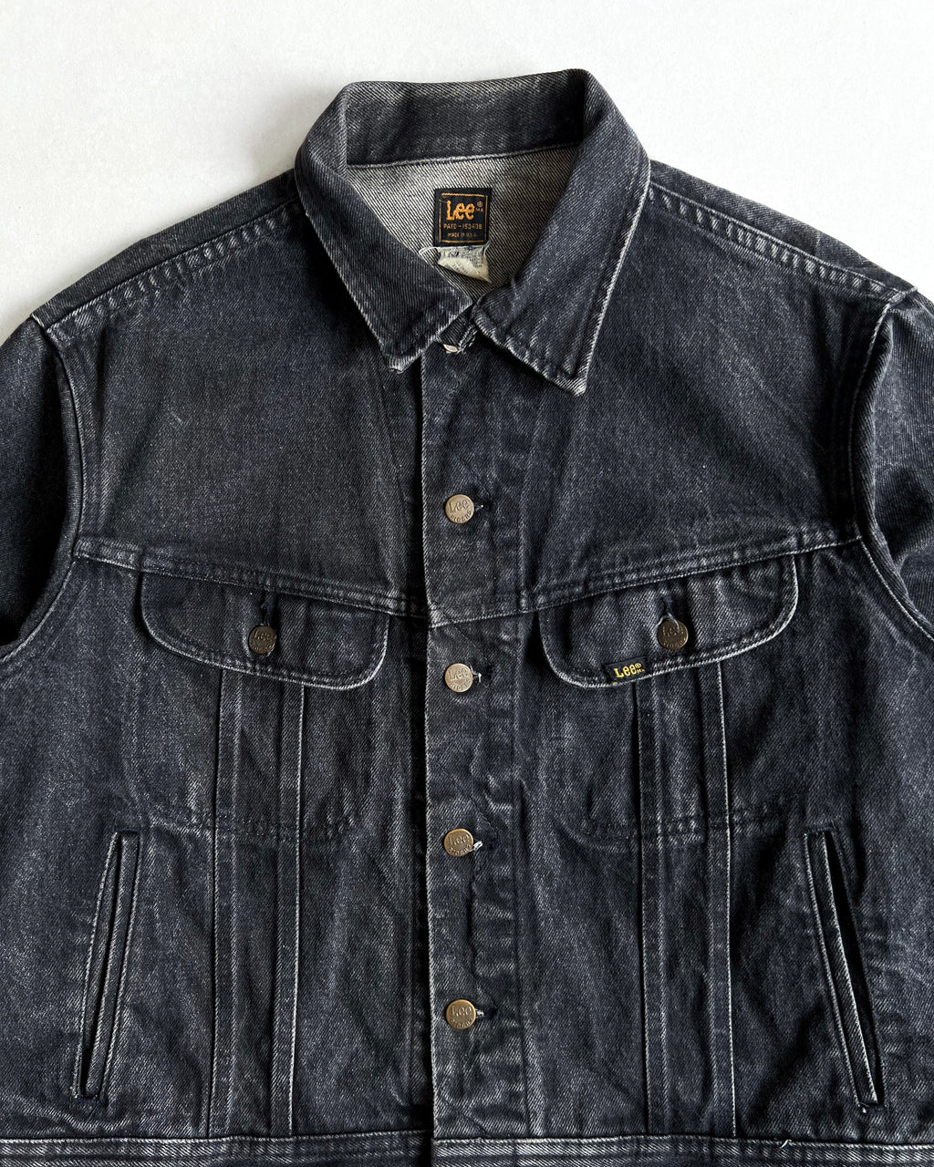 1970S FADED BLACK LEE DENIM RIDER JACKET (L)