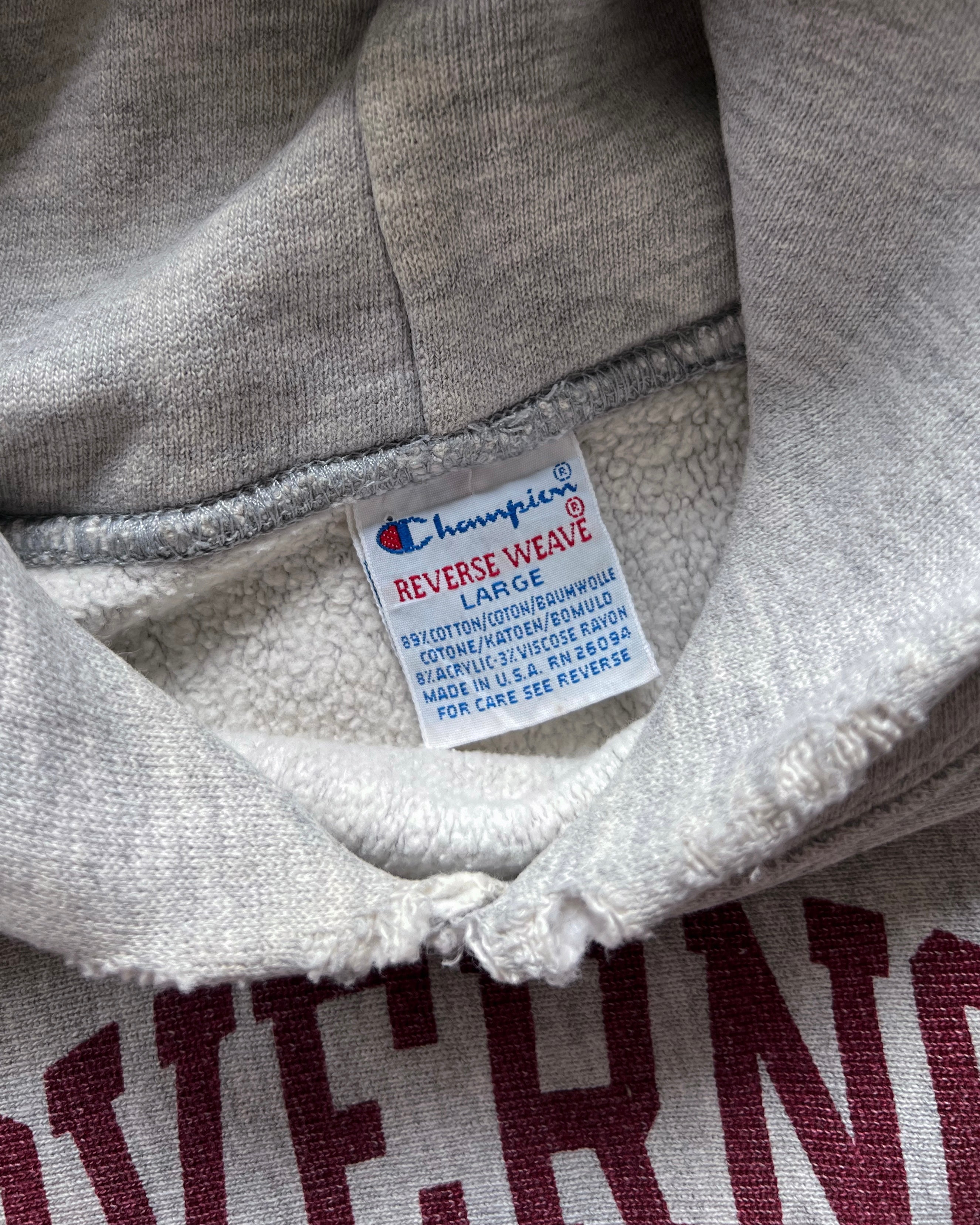 1990S CHAMPION 'GOVERNOR DUMMER ACADEMY' REVERSE WEAVE HOODIE (L)