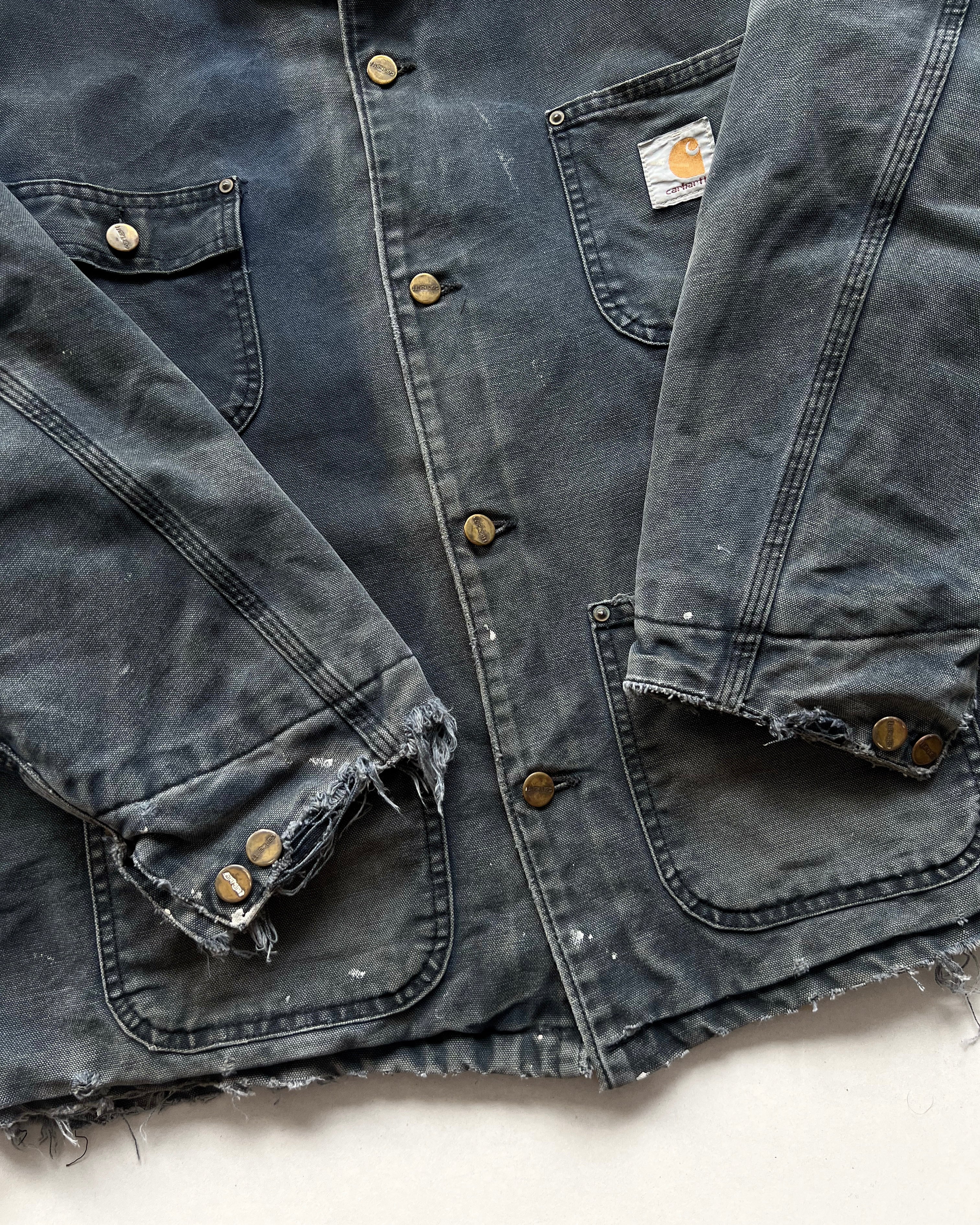 1990S FADED CARHARTT CANVAS CHORE JACKET (L)