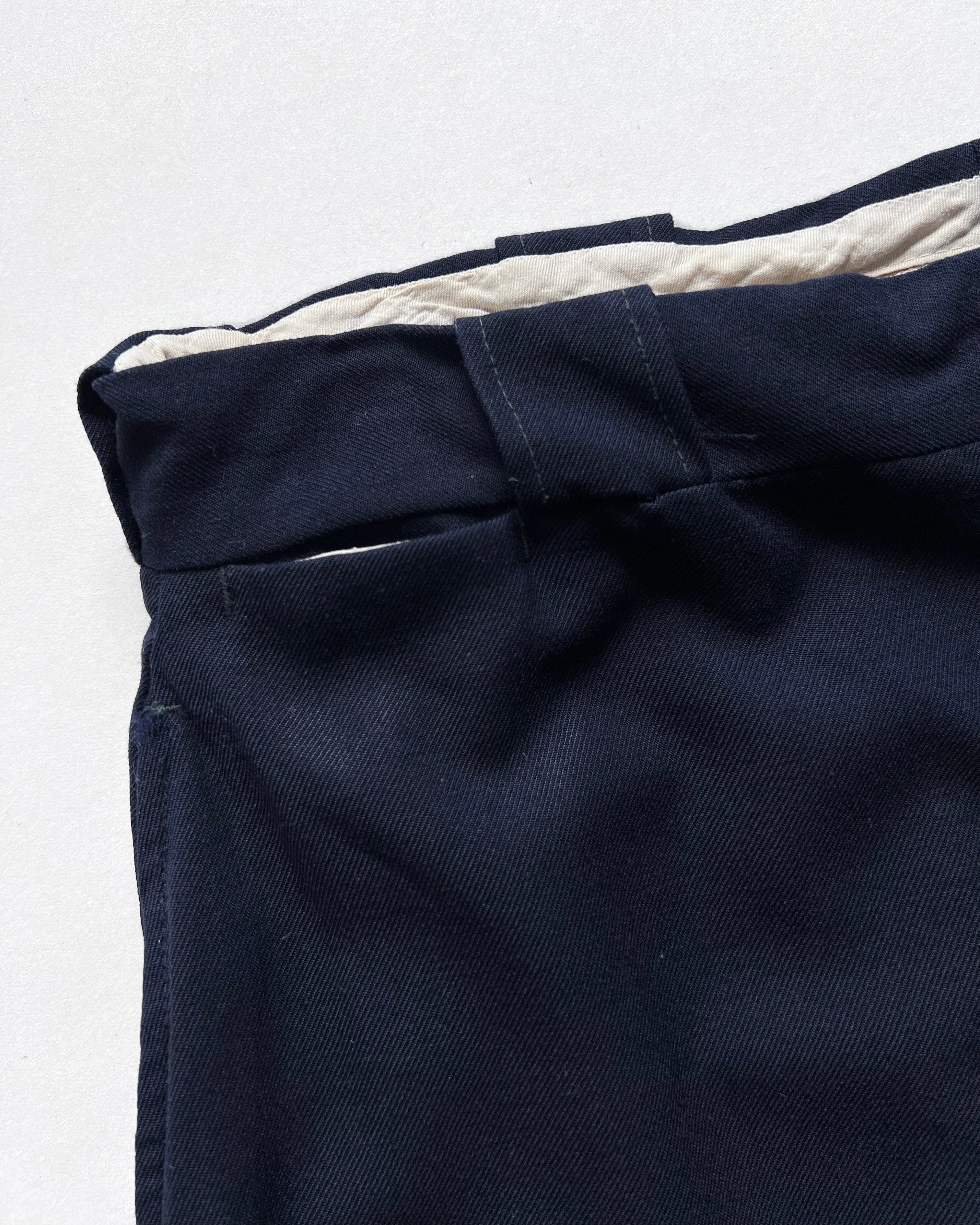 1970S DARK NAVY GABARDINE GENTLEMAN TROUSERS (32)