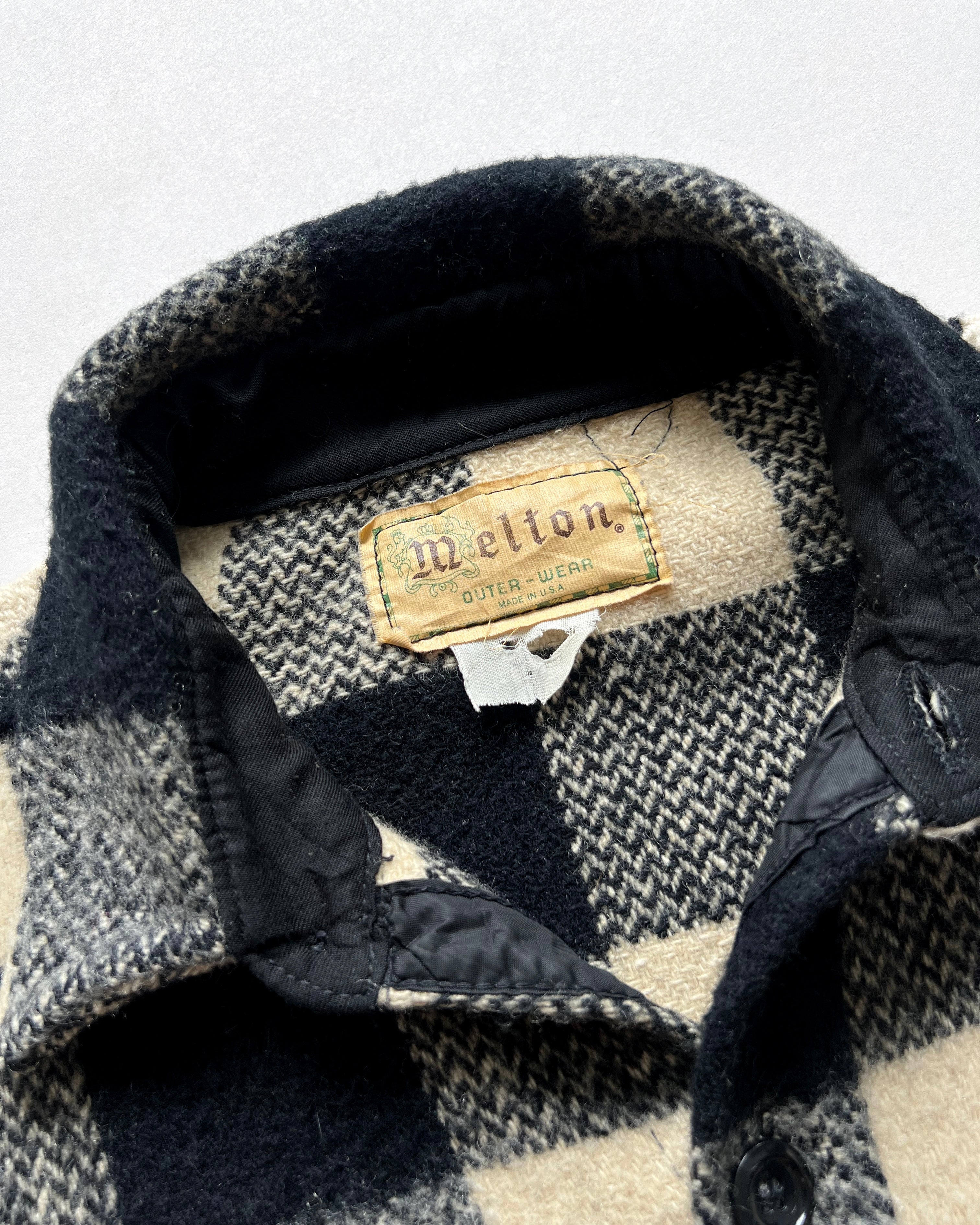 1960S MELTON WOOL PLAID FLANNEL (L)