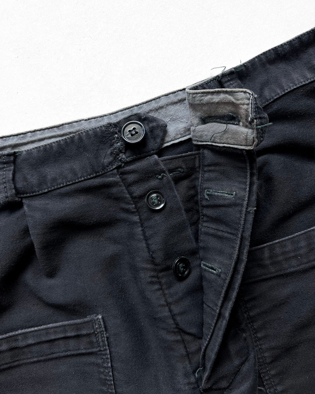 1960S BLACK EUROPE MOLESKIN DOUBLE KNEE PANTS (36)