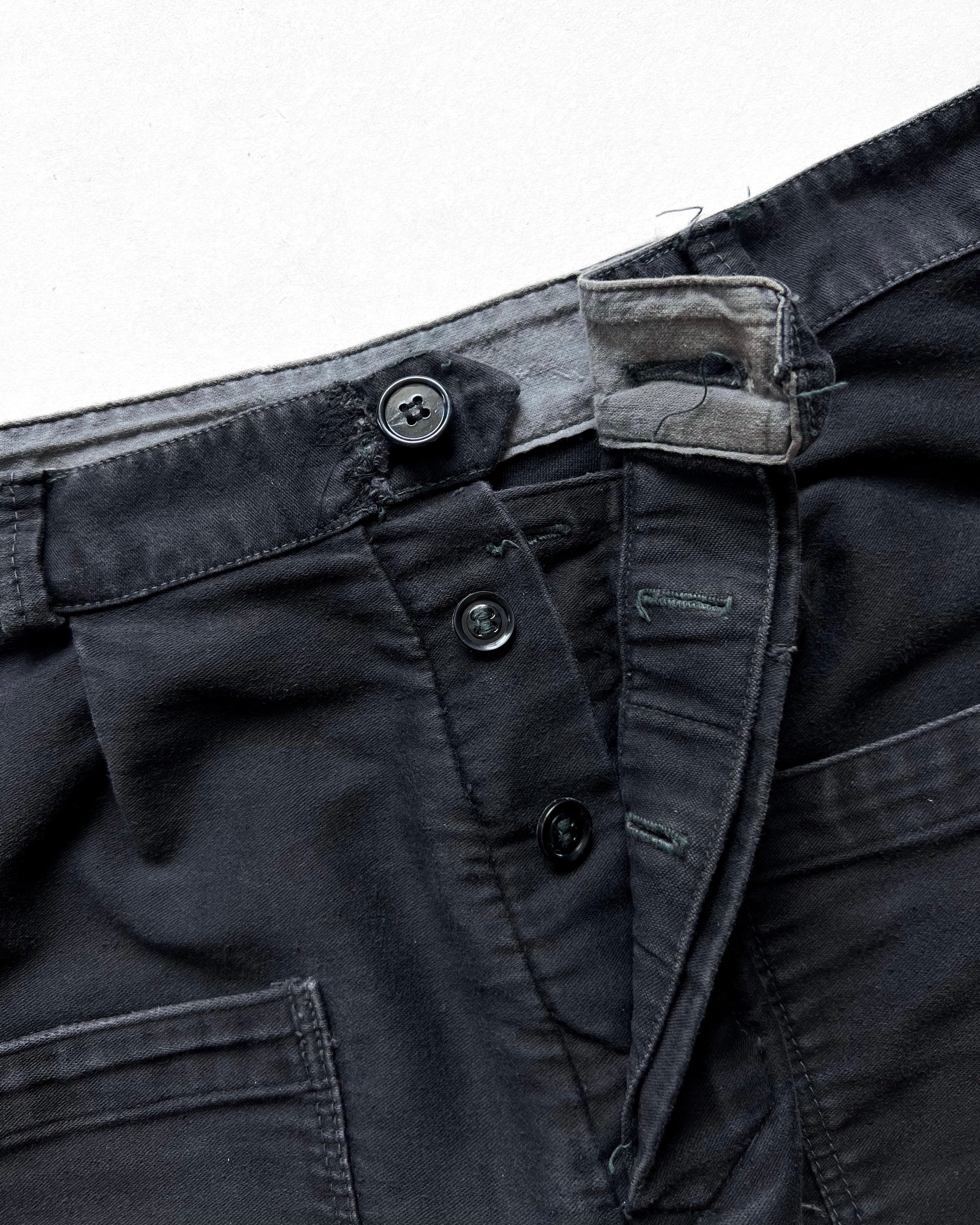 1960S BLACK EUROPE MOLESKIN DOUBLE KNEE PANTS (36)