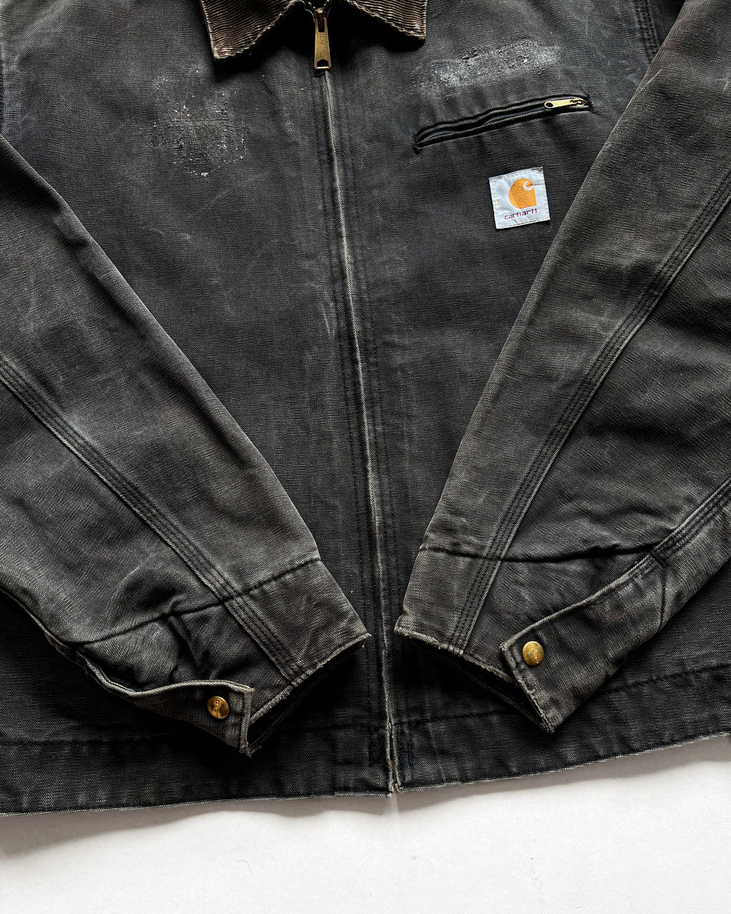 2000S FADED BLACK CARHARTT DETROIT WORK JACKET (L)