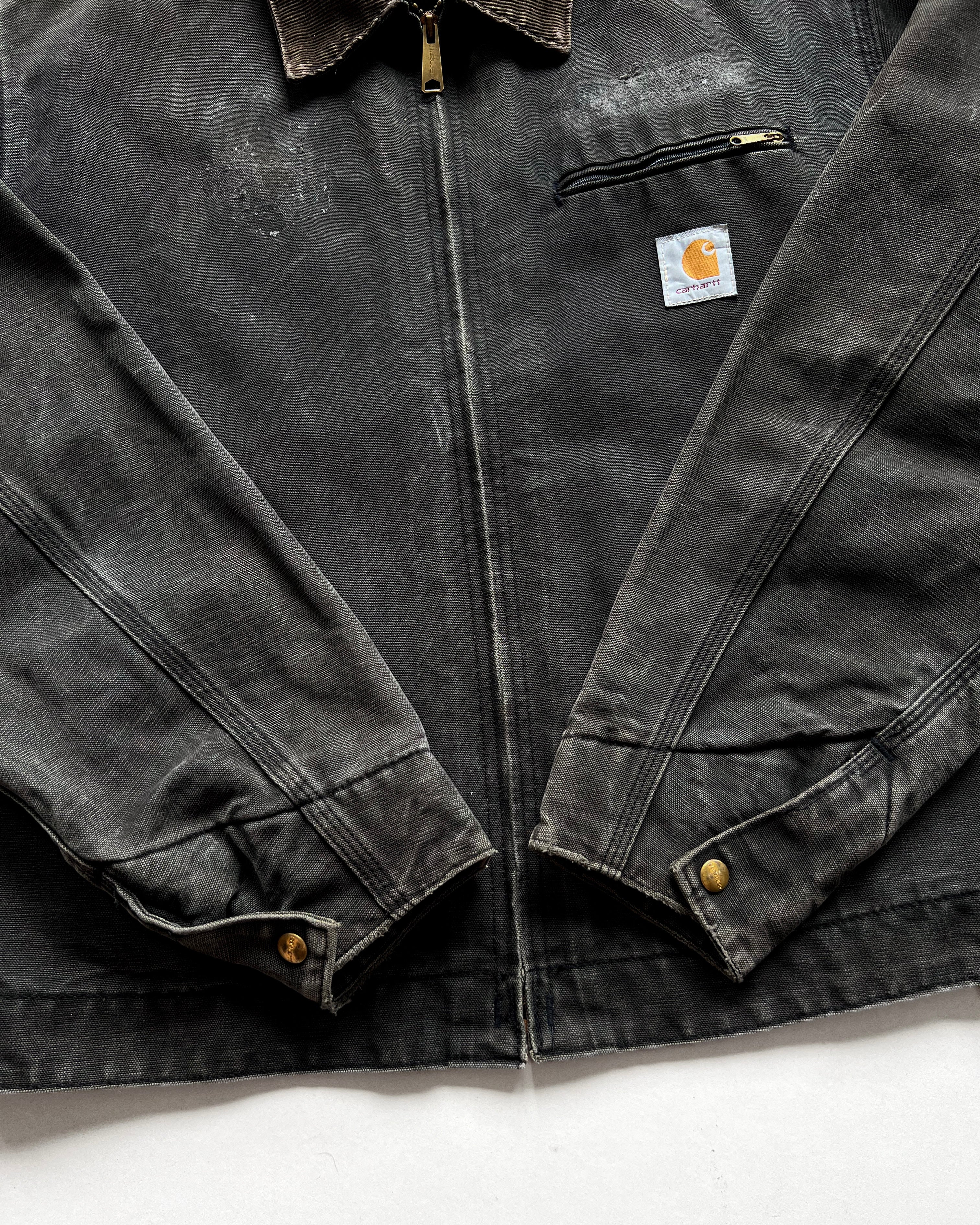 2000S FADED BLACK CARHARTT DETROIT WORK JACKET (L)