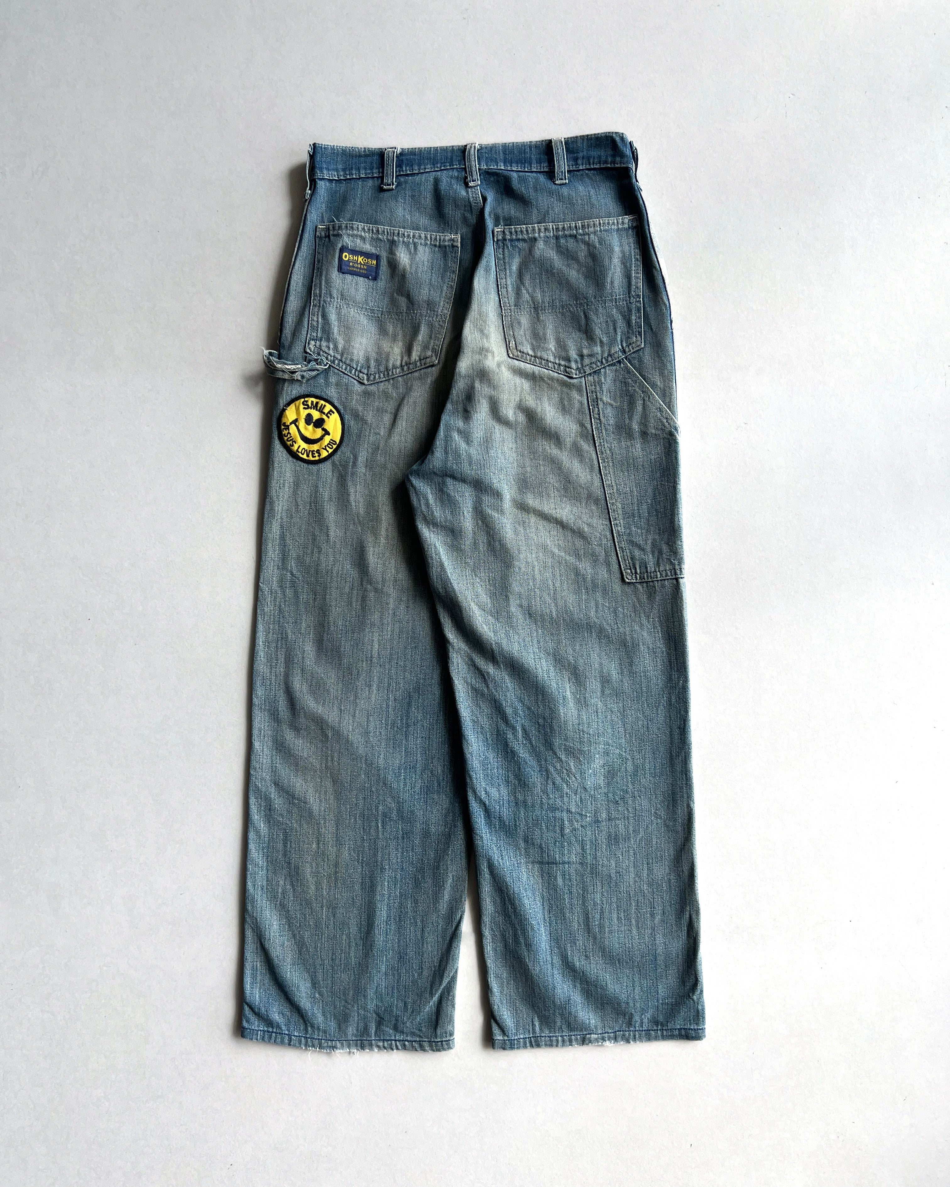 1970S REPAIRED OSHKOSH CARPENTER WORK TROUSERS (28-29)