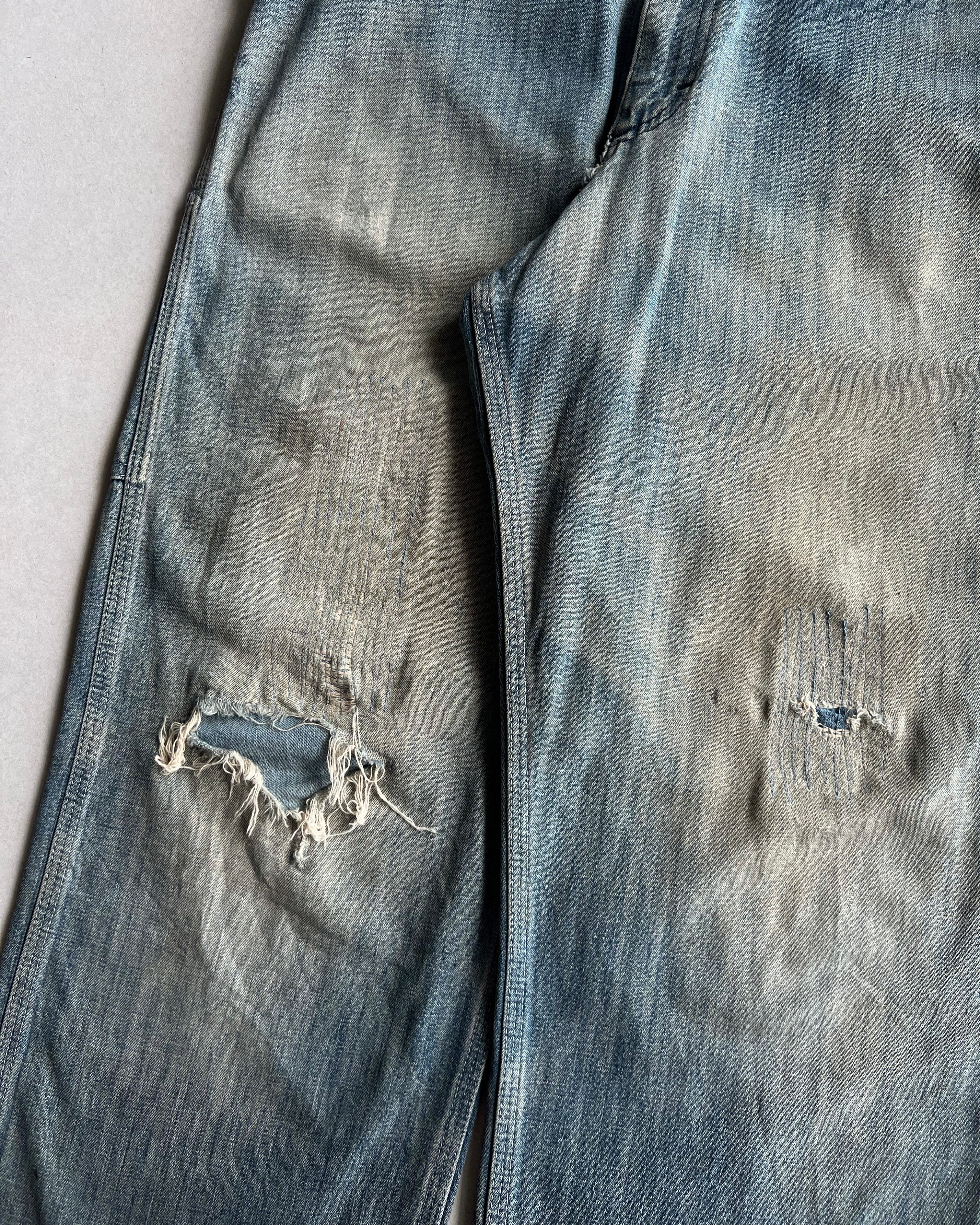 1970S REPAIRED OSHKOSH CARPENTER WORK TROUSERS (28-29)