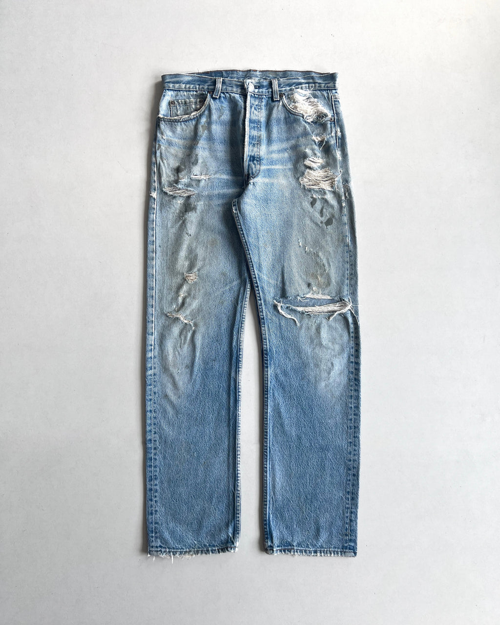 1980S FADED WASHED LEVI'S 501 DISTRESSED JEANS (33)