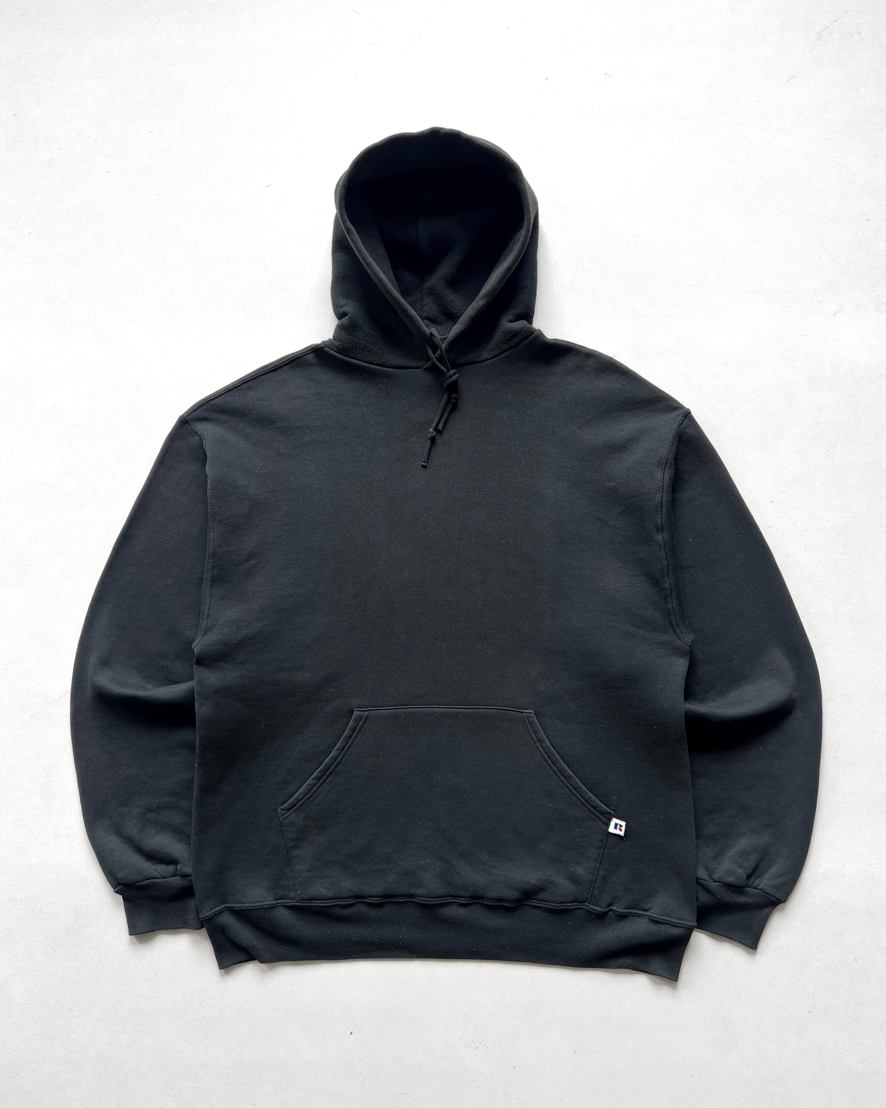 1990S RUSSELL BLACK BLANK HOODIE (L)
