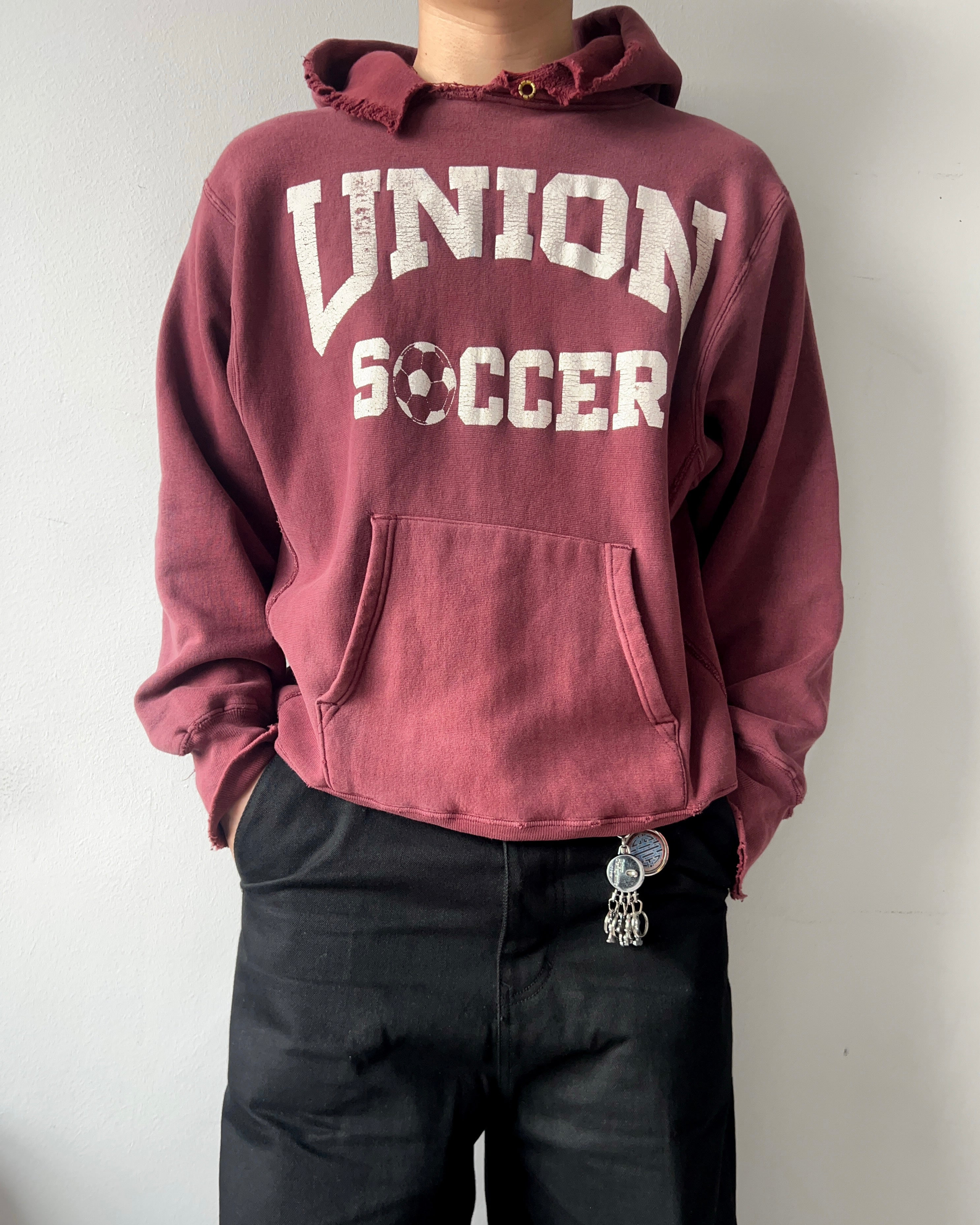 1980S CHAMPION 'UNION SOCCER' REVERSE WEAVE HOODIE (L)