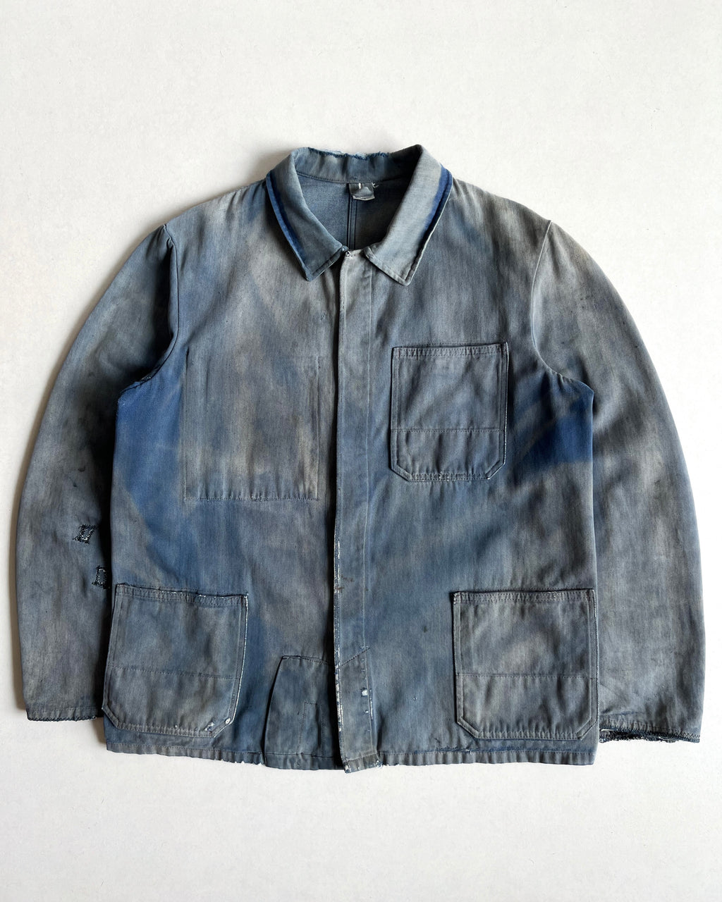 1950S SUN FADED INDIGO GERMAN WORK JACKET (L)