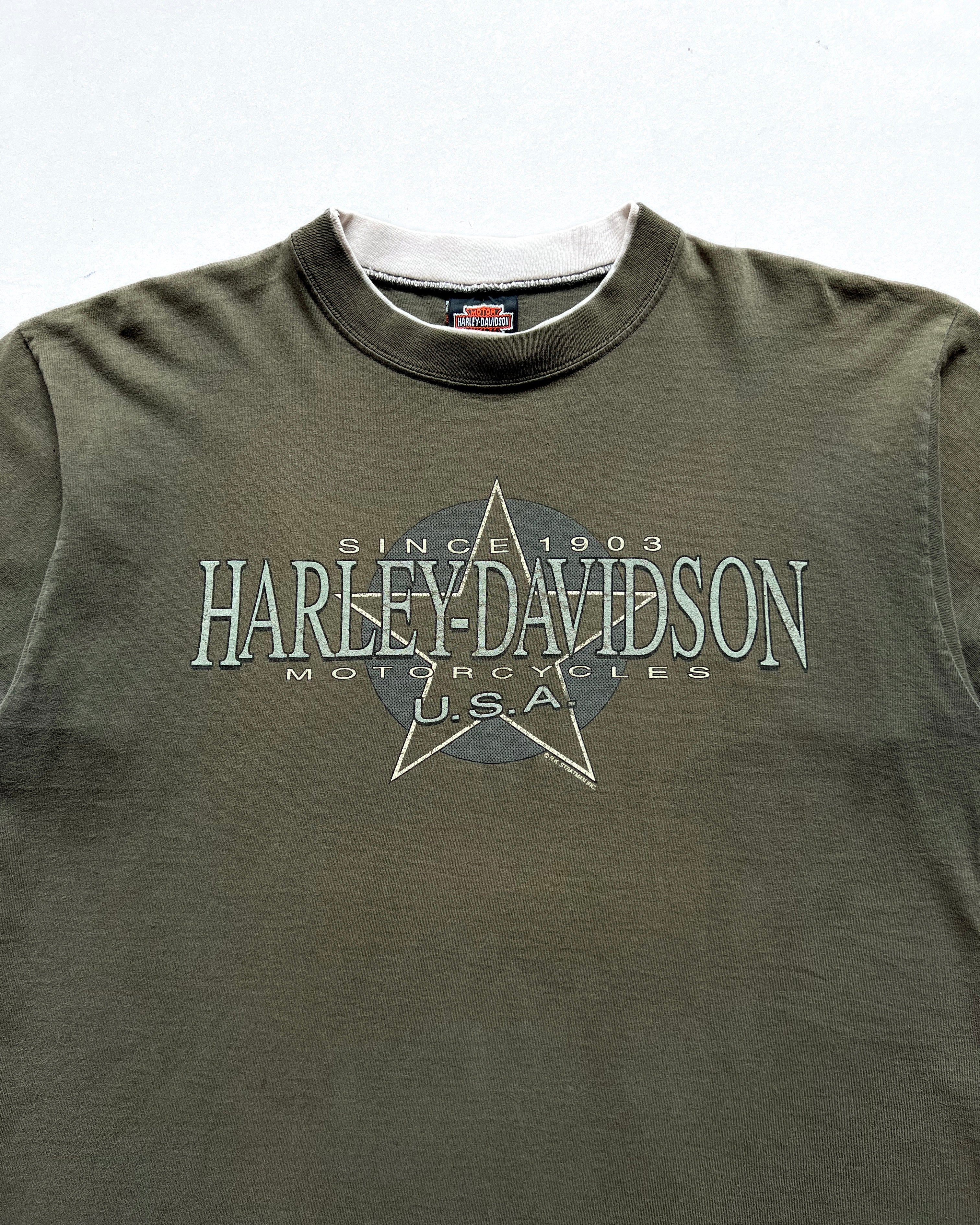 1980S HARLEY DAVIDSON TWO-TONE TEE (L)