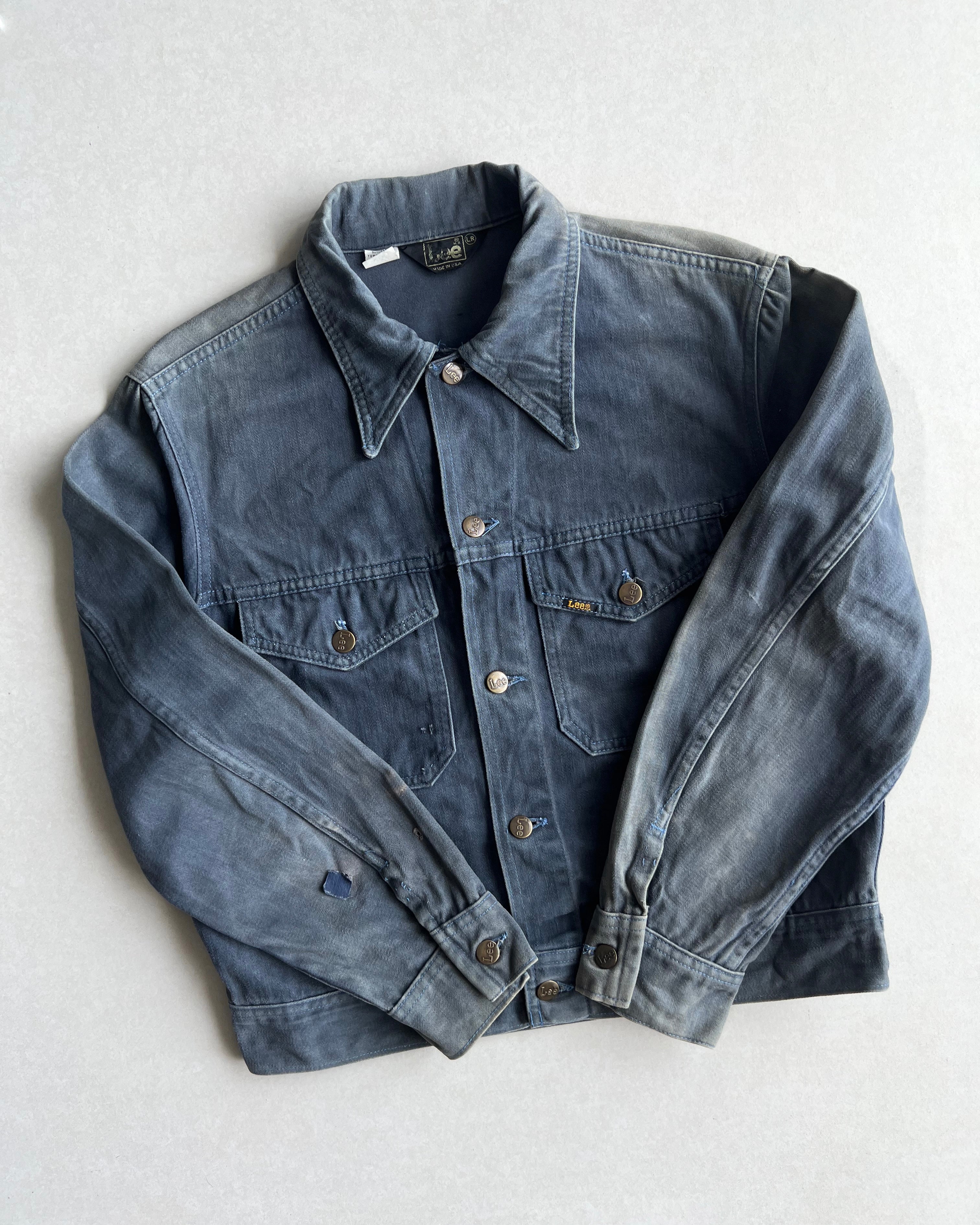 1970S SUN FADED LEE DOUBLE POCKET MOLESKIN JACKET (L)