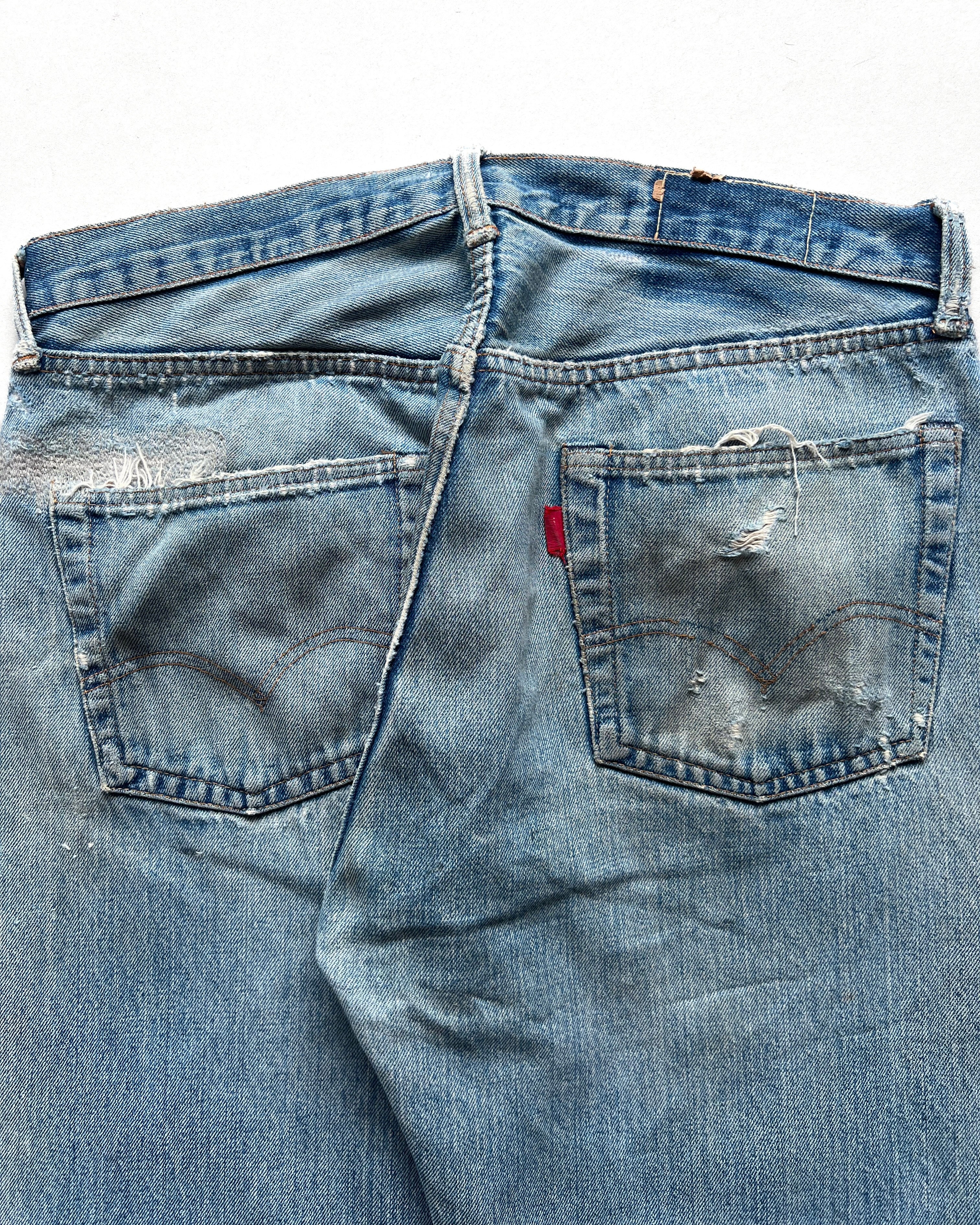 1970S LEVI'S 501 REDLINE SELDVEDGE REPAIRED JEANS (34)
