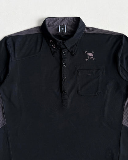 2000S BLACK OAKLEY MULTI-PANEL POLO SHIRT (L)