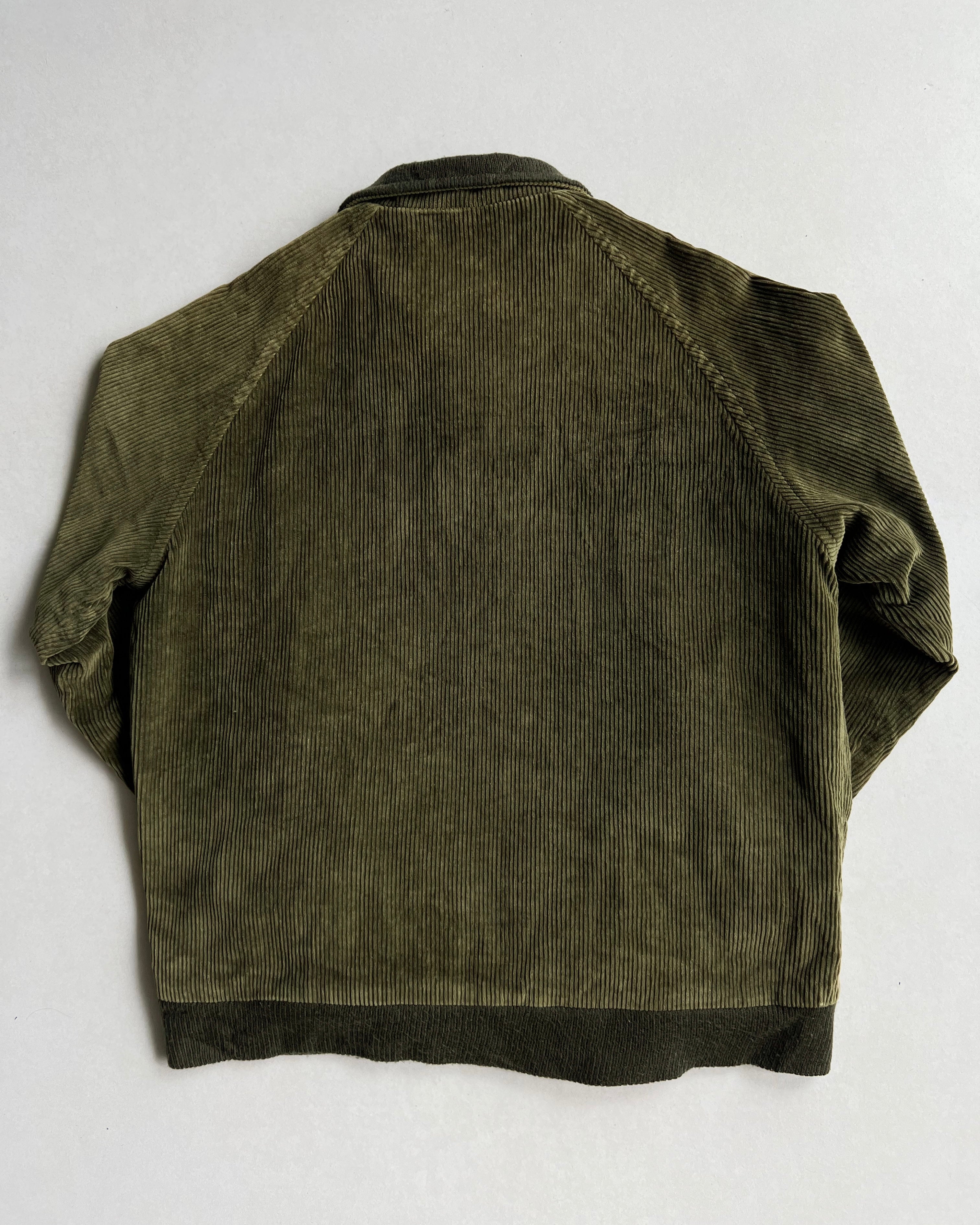 1980S OLIVE LACOSTE CORDUROY HARRINGTON JACKET (M)