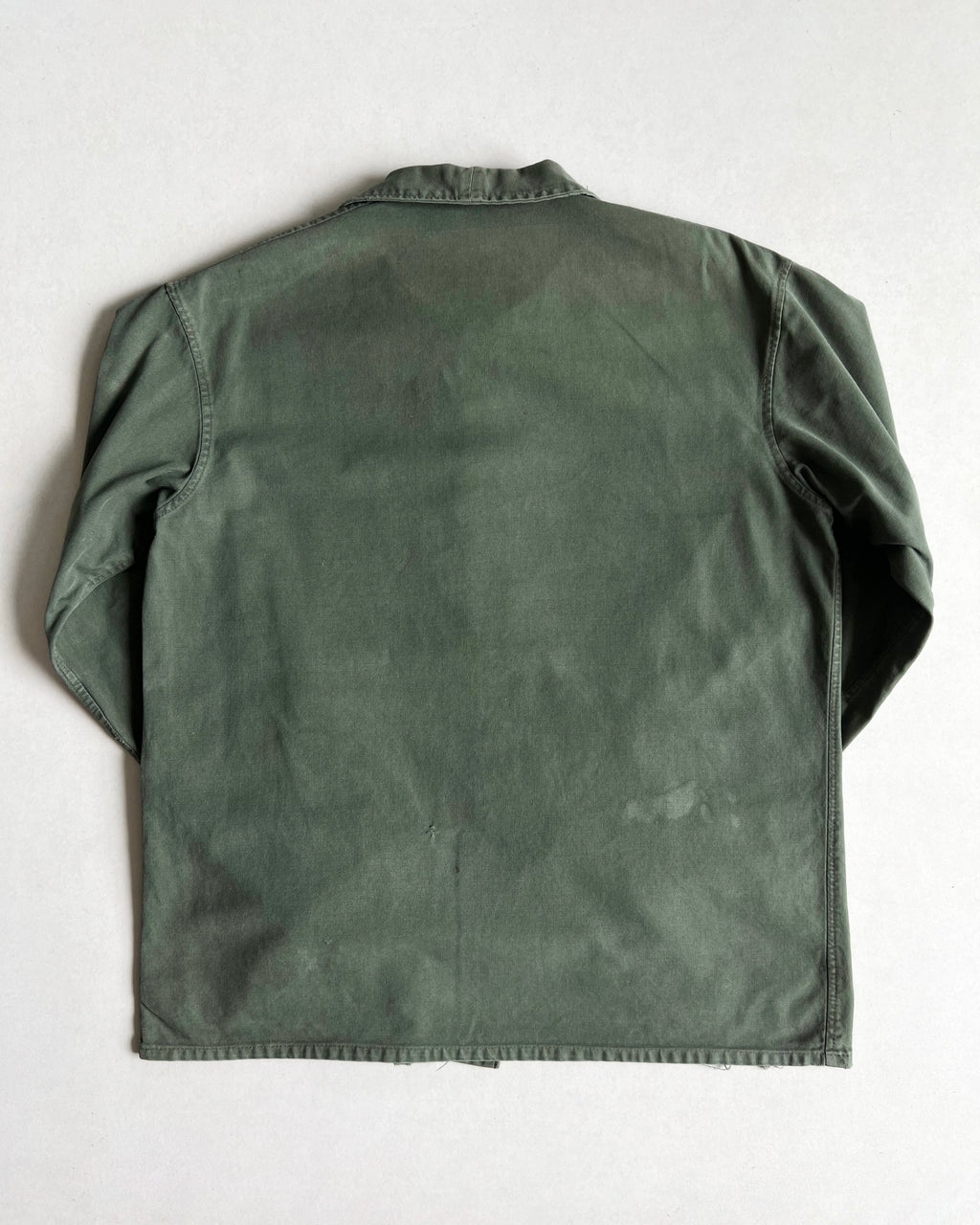 1950S DARK OLIVE BELGIUM ROUND COLLAR WORK CHORE (L)