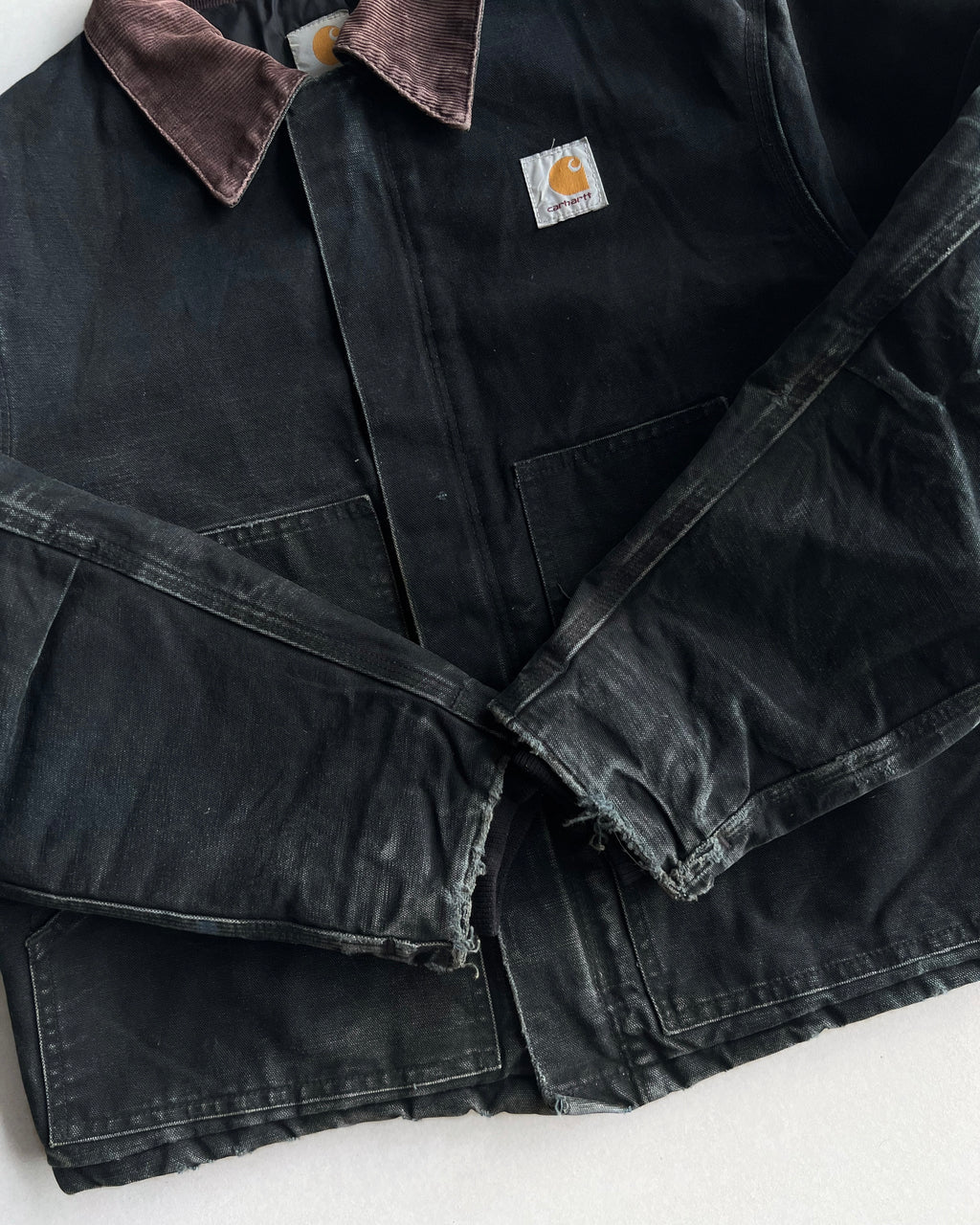 1990S FADED BLACK CARHARTT ARCTIC WORK JACKET (L)