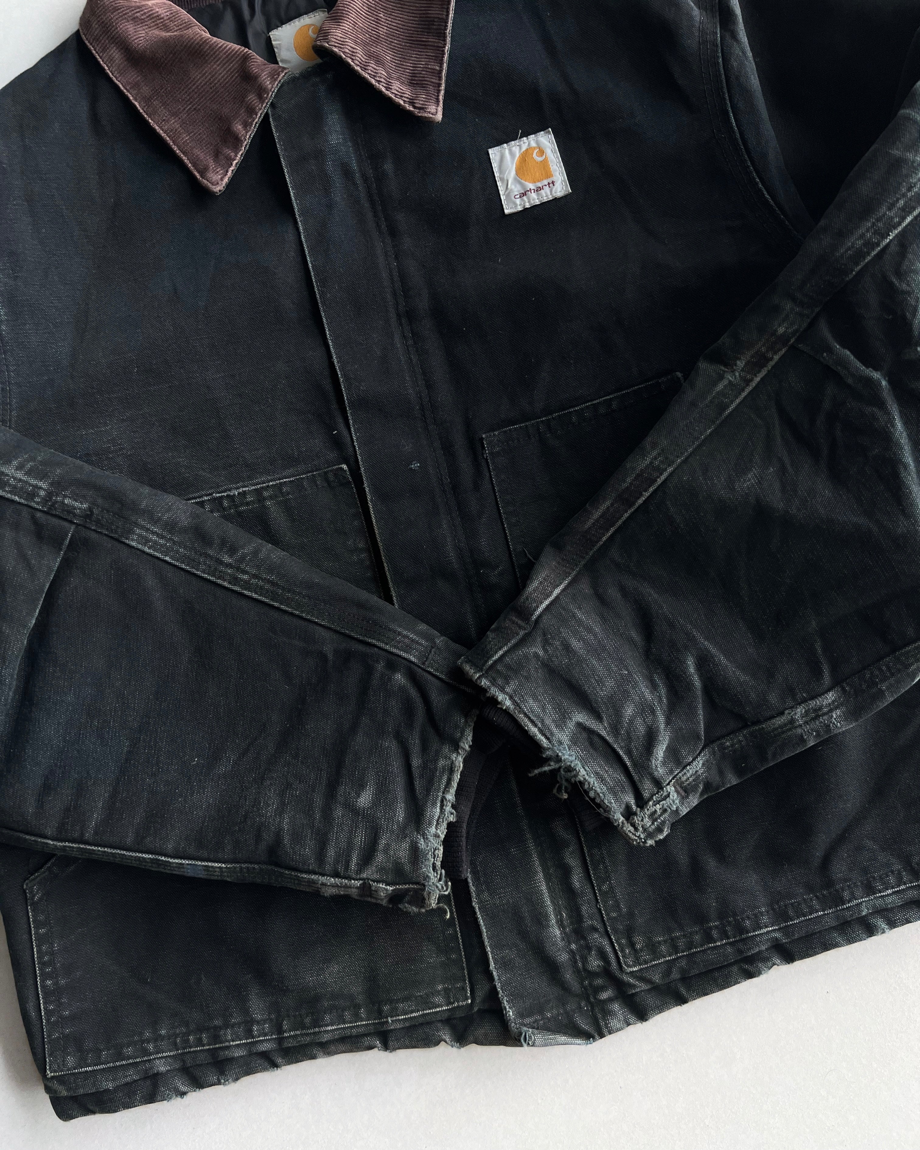 1990S FADED BLACK CARHARTT ARCTIC WORK JACKET (L)