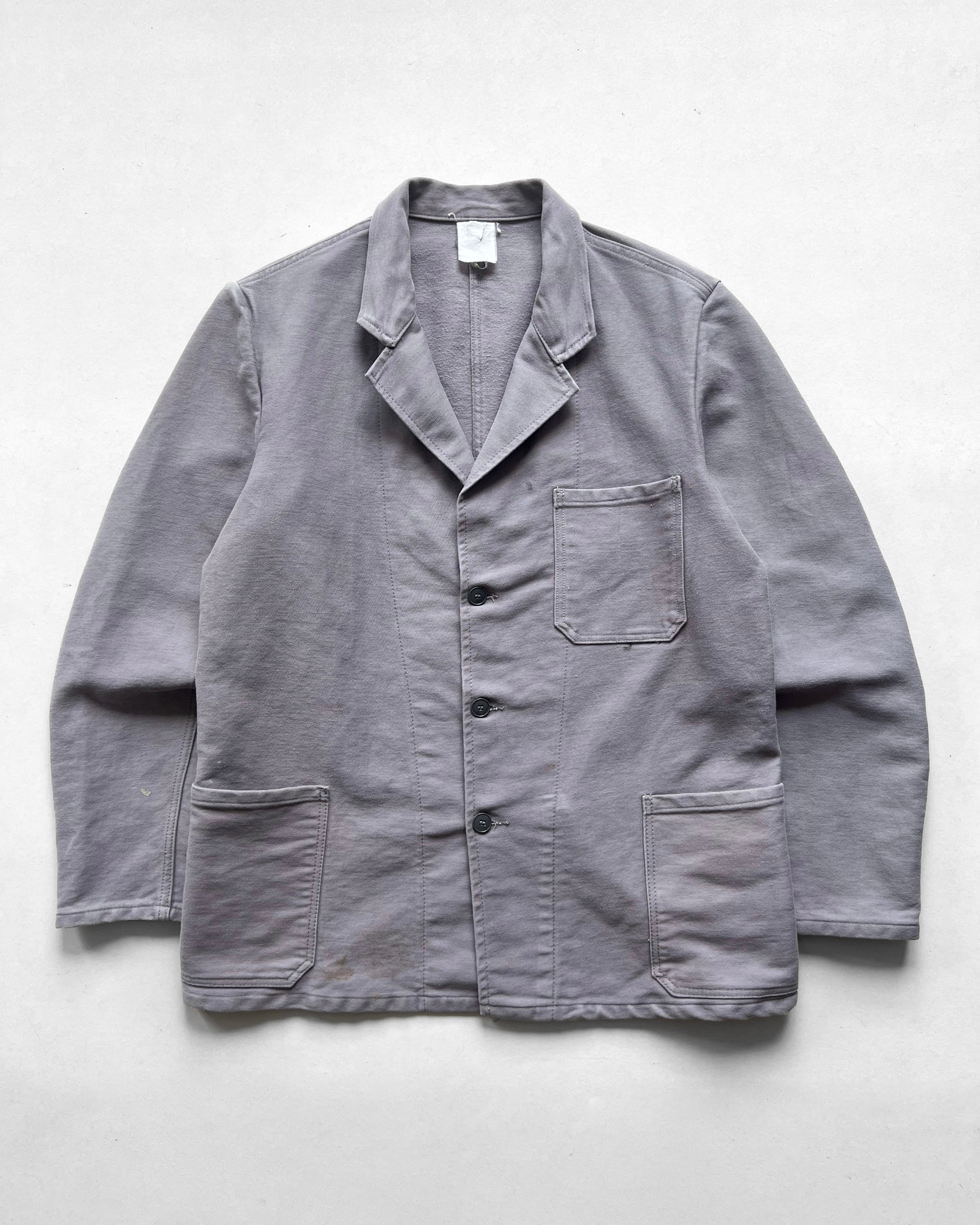1960S GERMAN OPEN COLLAR MOLESKIN WORK JACKET (L)