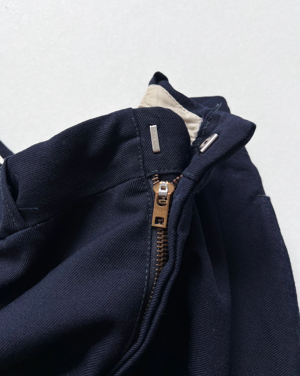 1970S DARK NAVY GABARDINE GENTLEMAN TROUSERS (32)