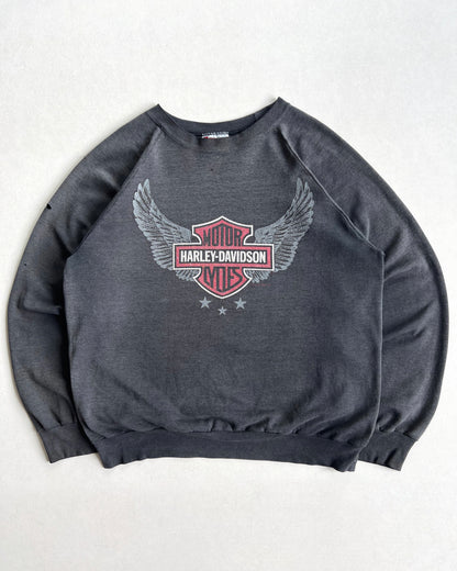 1990S HARLEY DAVIVDSON DISTRESSED RAGLAN SWEATSHIRT (L)