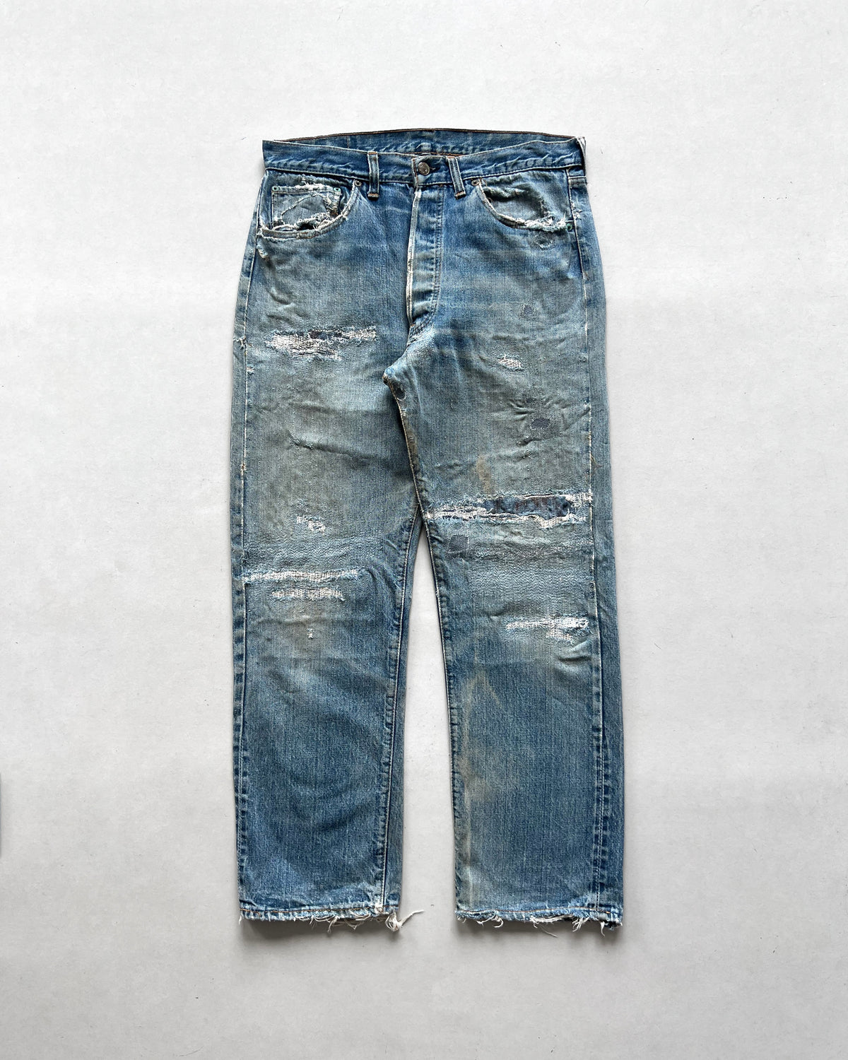 1970S LEVI'S 501 REDLINE SELVEDGE REPAIRED JEANS (33)