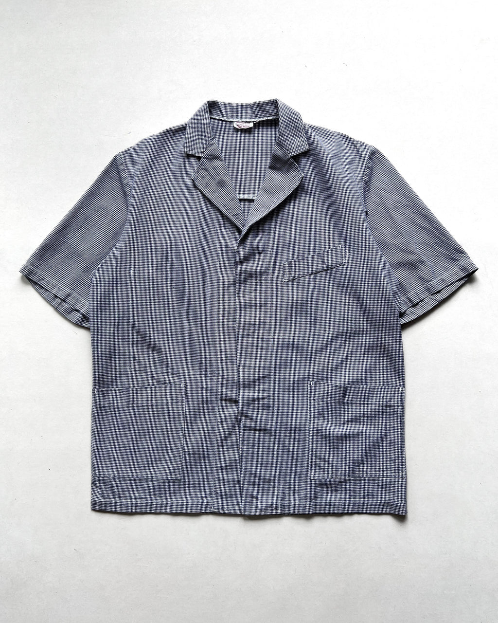 1960S BRAGARD FRENCH HOUNDSTOOTH SHORT SLEEVES SHIRT (L)
