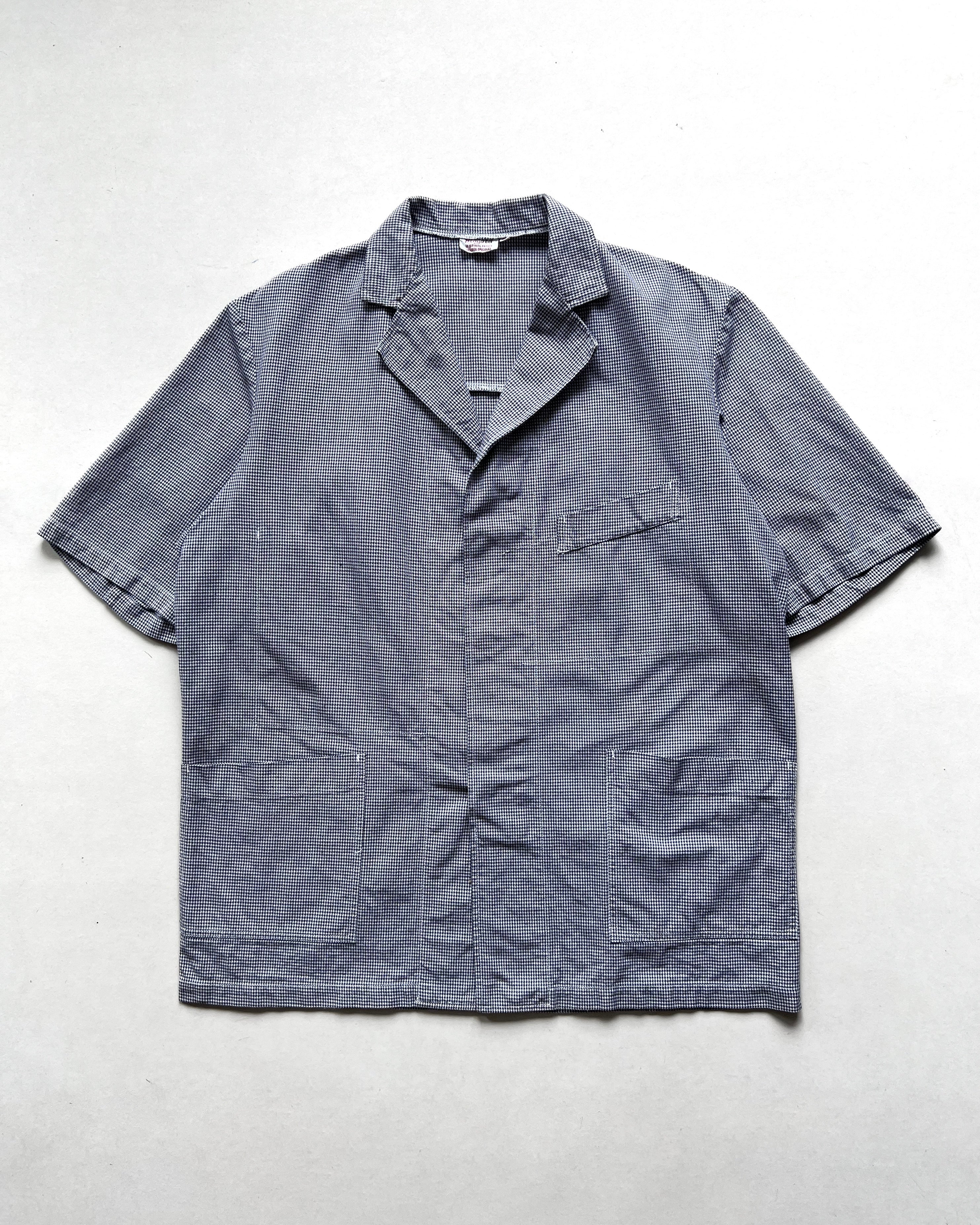 1960S BRAGARD FRENCH HOUNDSTOOTH SHORT SLEEVES SHIRT (L)