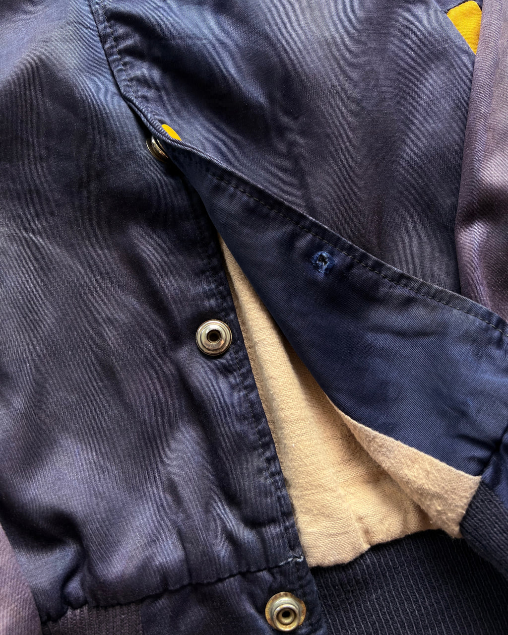 1950S FADED DICK FISCHER 'CANISUS HIGH SCHOOL' SATIN JACKET (L)