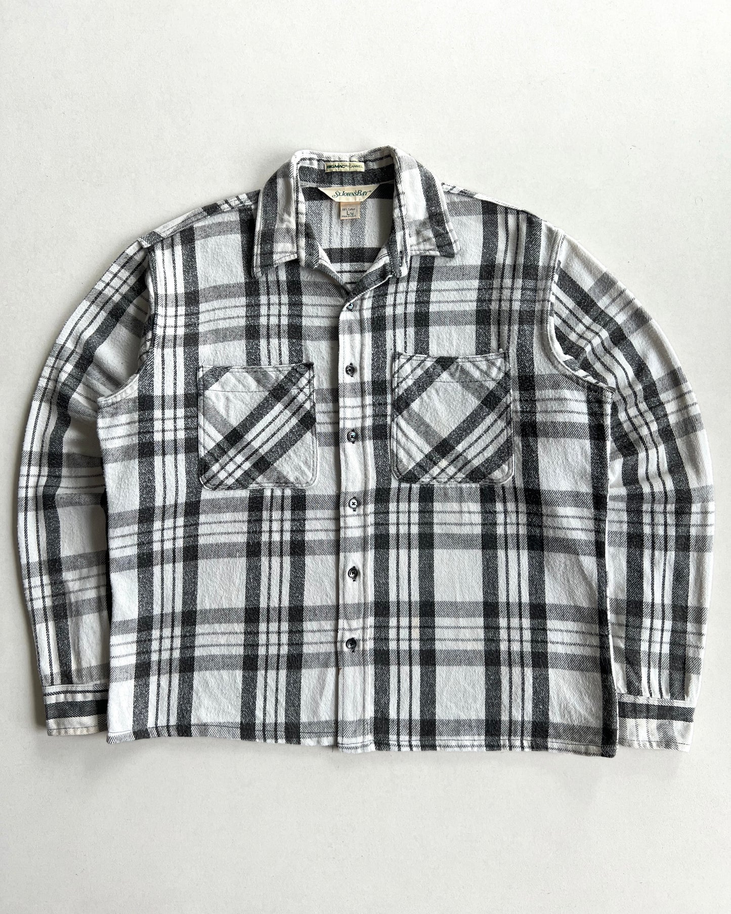 1980S BIG MAC ST. JOHN'S WHITE PLAID FLANNEL (L)