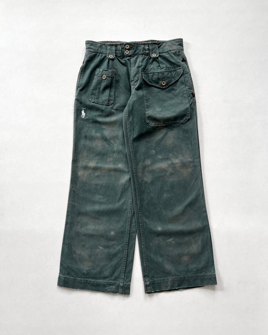 1990S EMERALD GREEN RALPH LAUREN BATTLEDRESS TROUSERS (30-35)