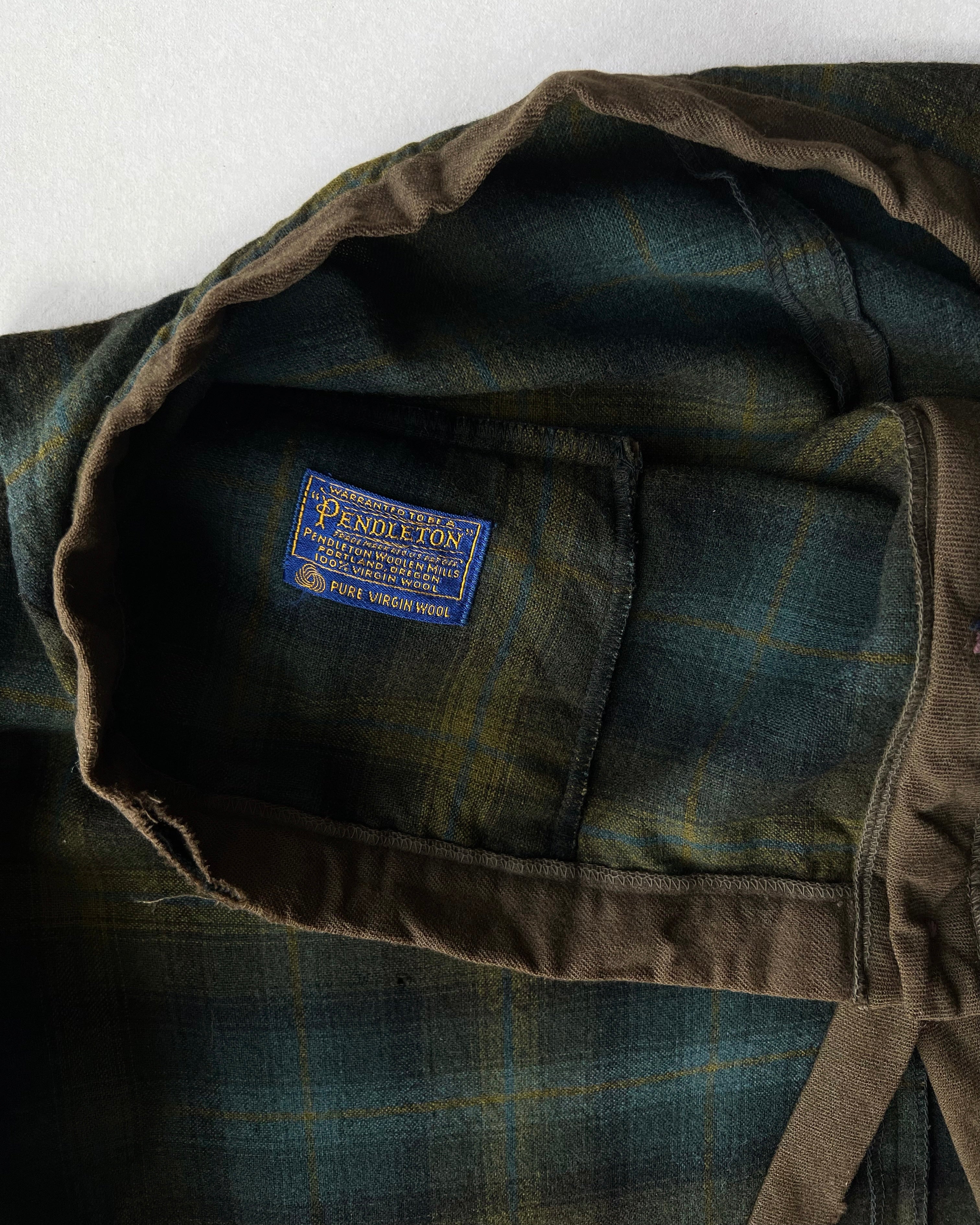 1980S PENDLETON SHADOW PLAID WOOL CARDIGAN (M)