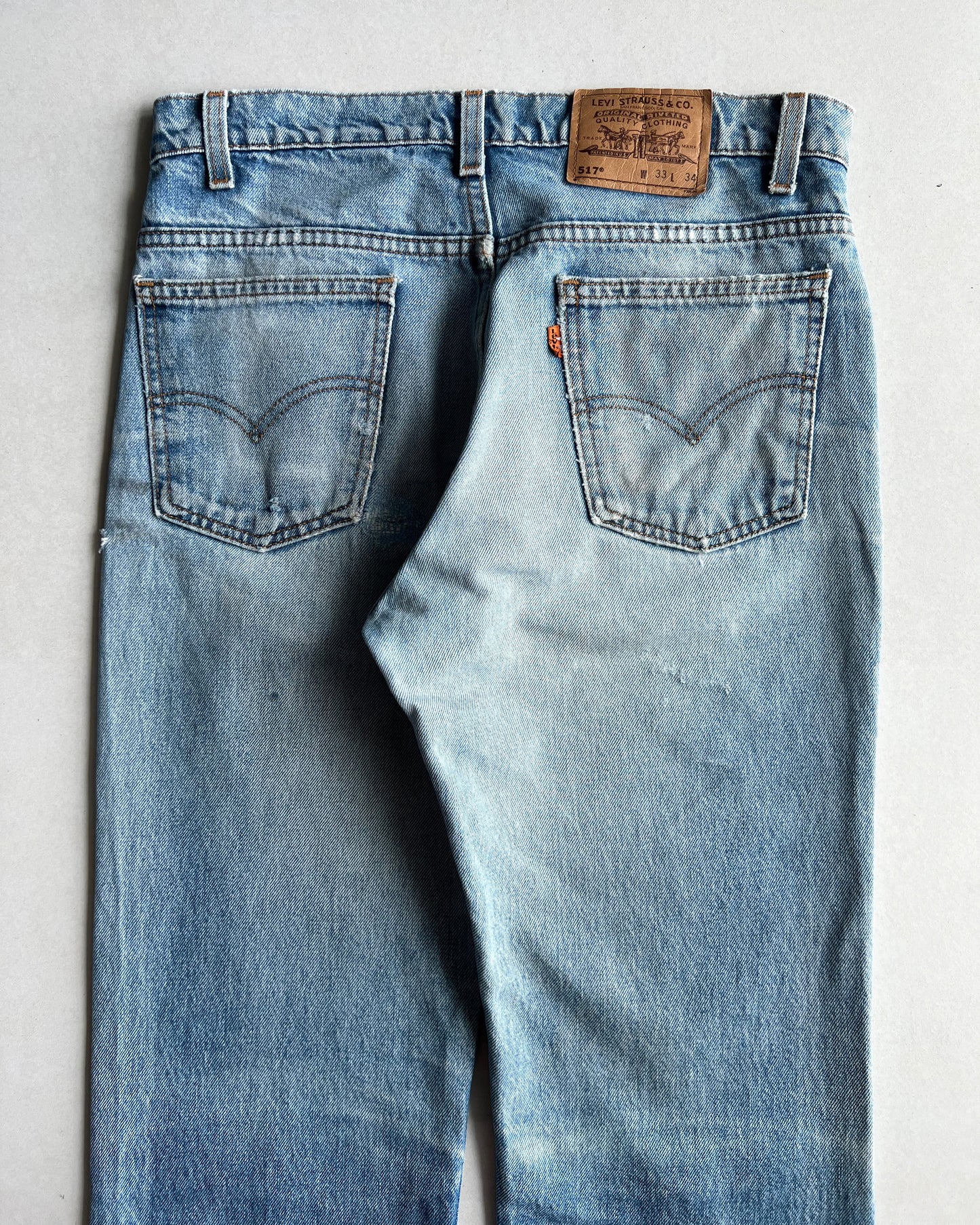 1990S FADED WASHED LEVI'S 517 FLARE JEANS (33X34)