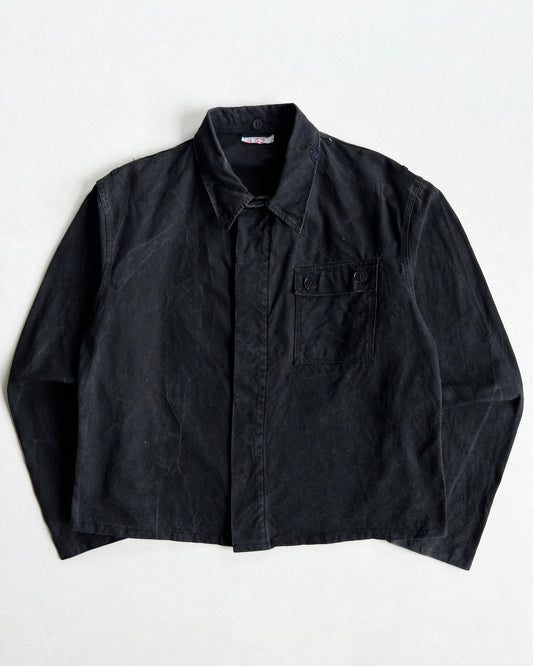 1960S FADED BLACK GERMAN ARMY SHIRT JACKET (L)