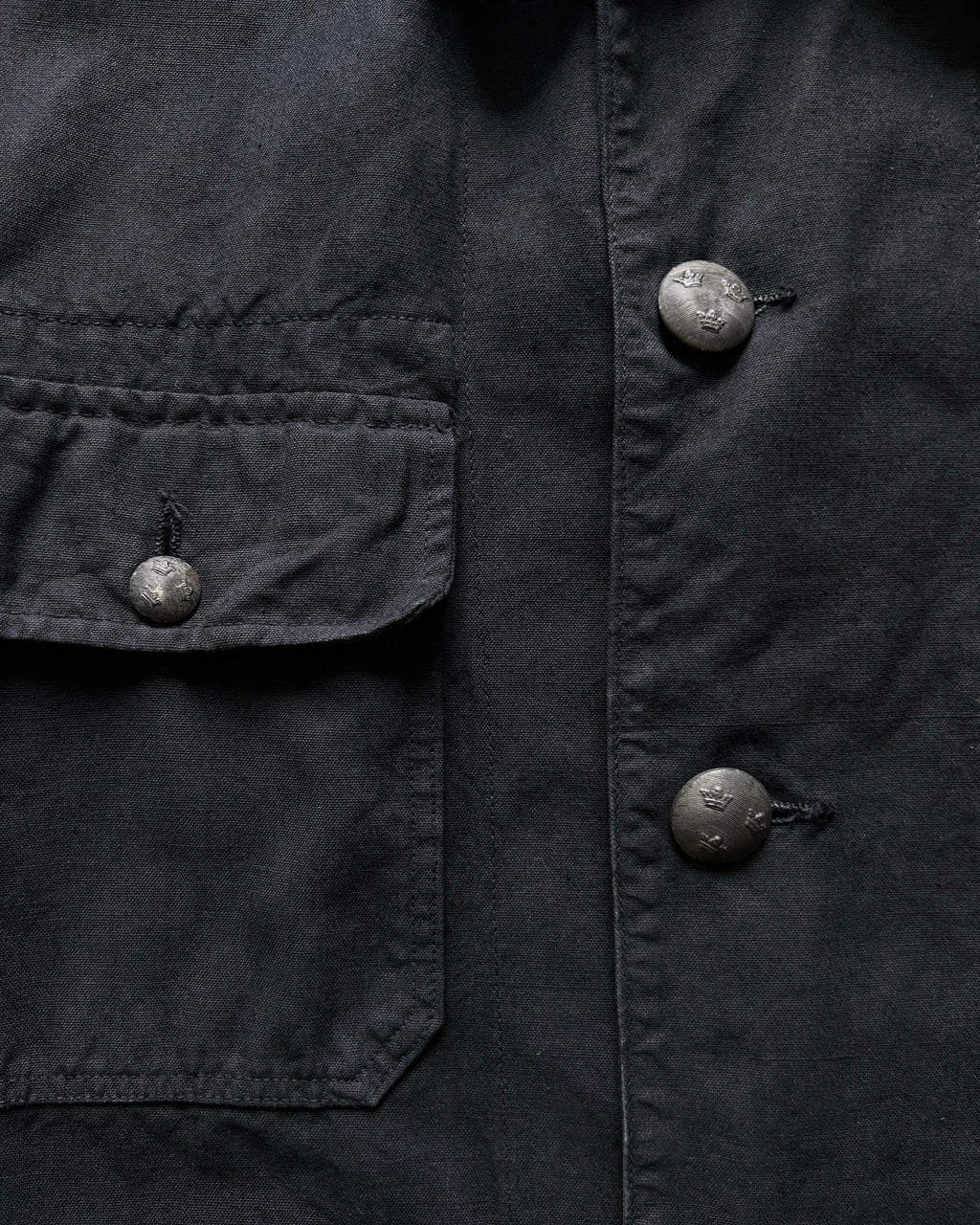 1930S OVERDYED SWEDISH ARMY CHORE JACKET (M)