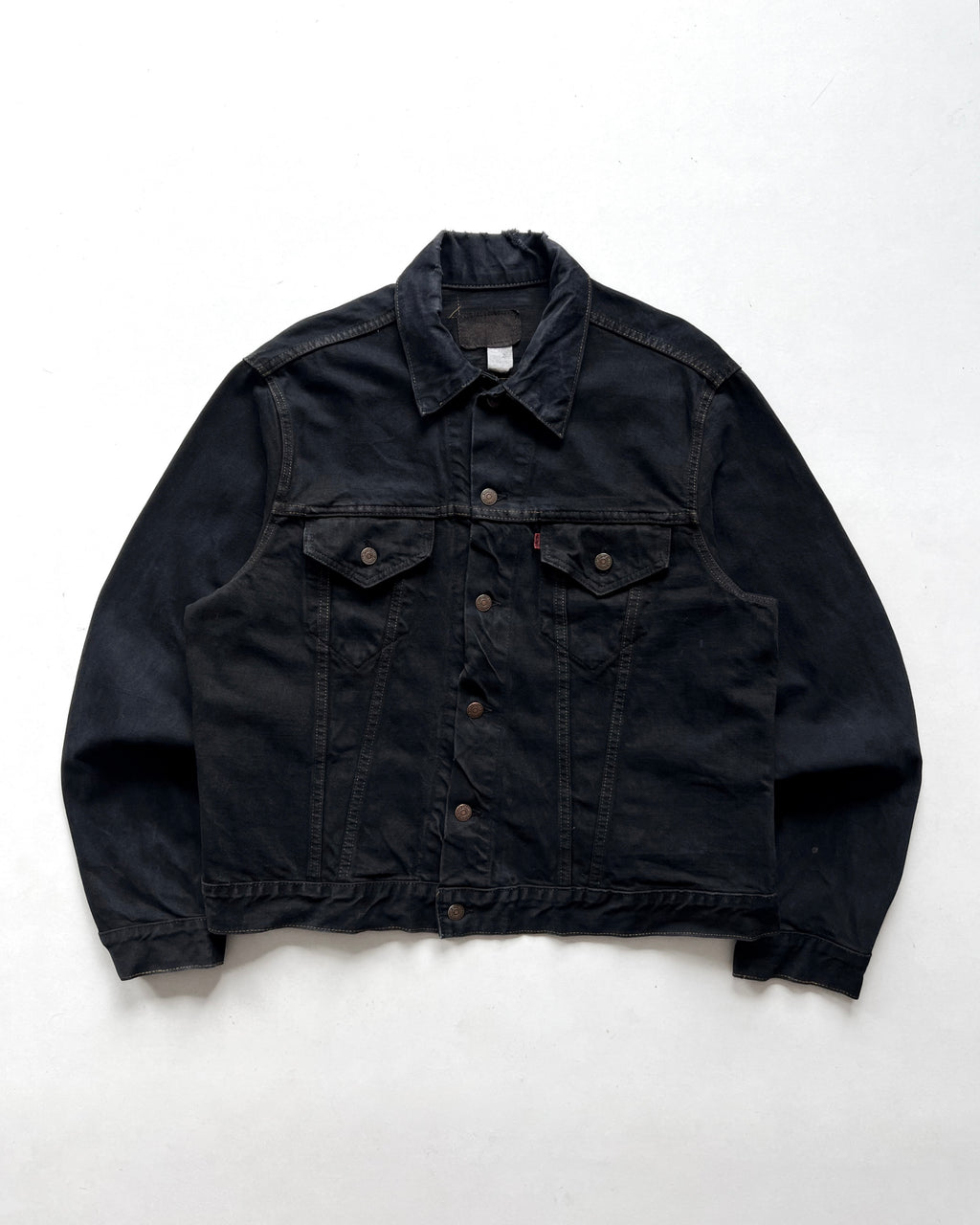 1970S OVERDYED BLACK LEVI'S 70505 TYPE III DENIM JACKET (XL)