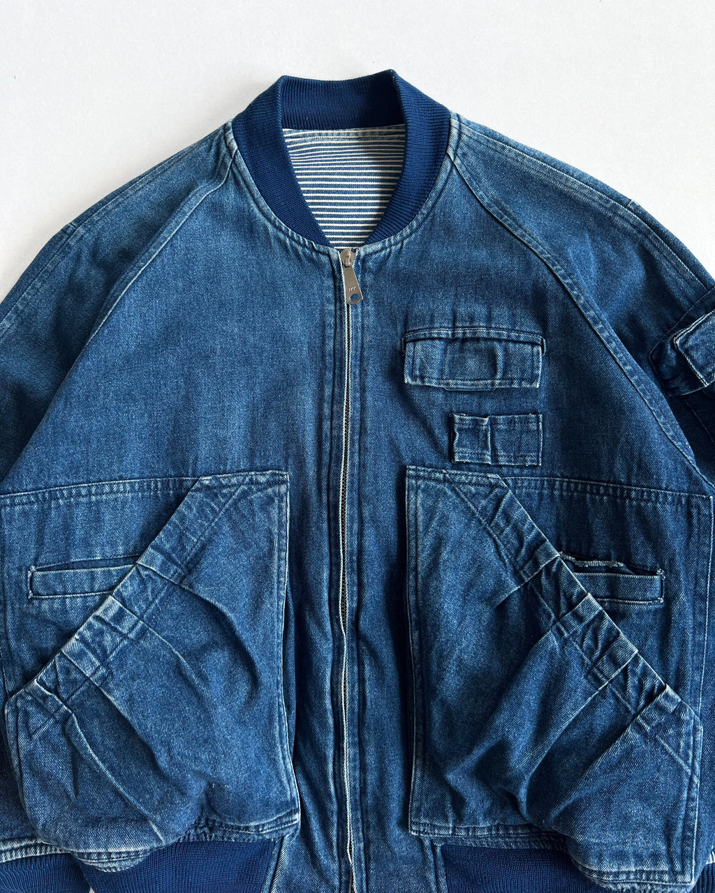 1980S LIPSTAR REVERSIBLE DENIM/HICKORY CARGO JACKET (L)