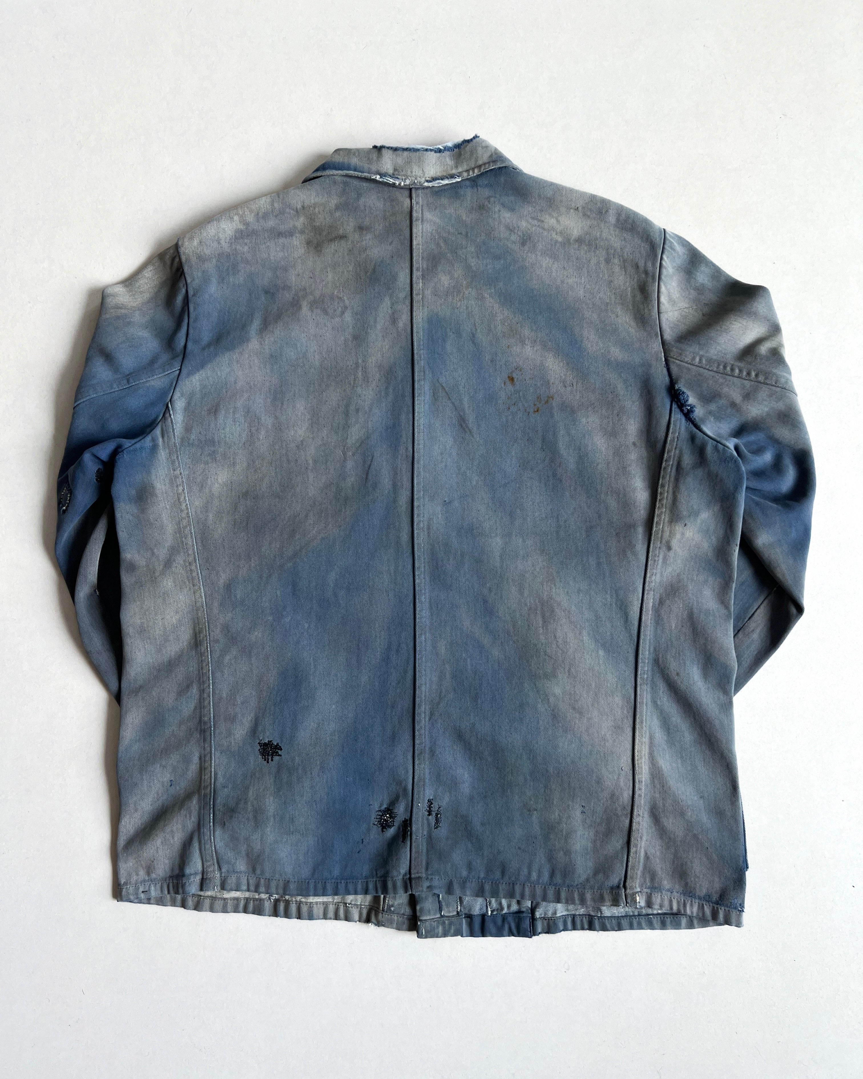 1950S SUN FADED INDIGO GERMAN WORK JACKET (L)