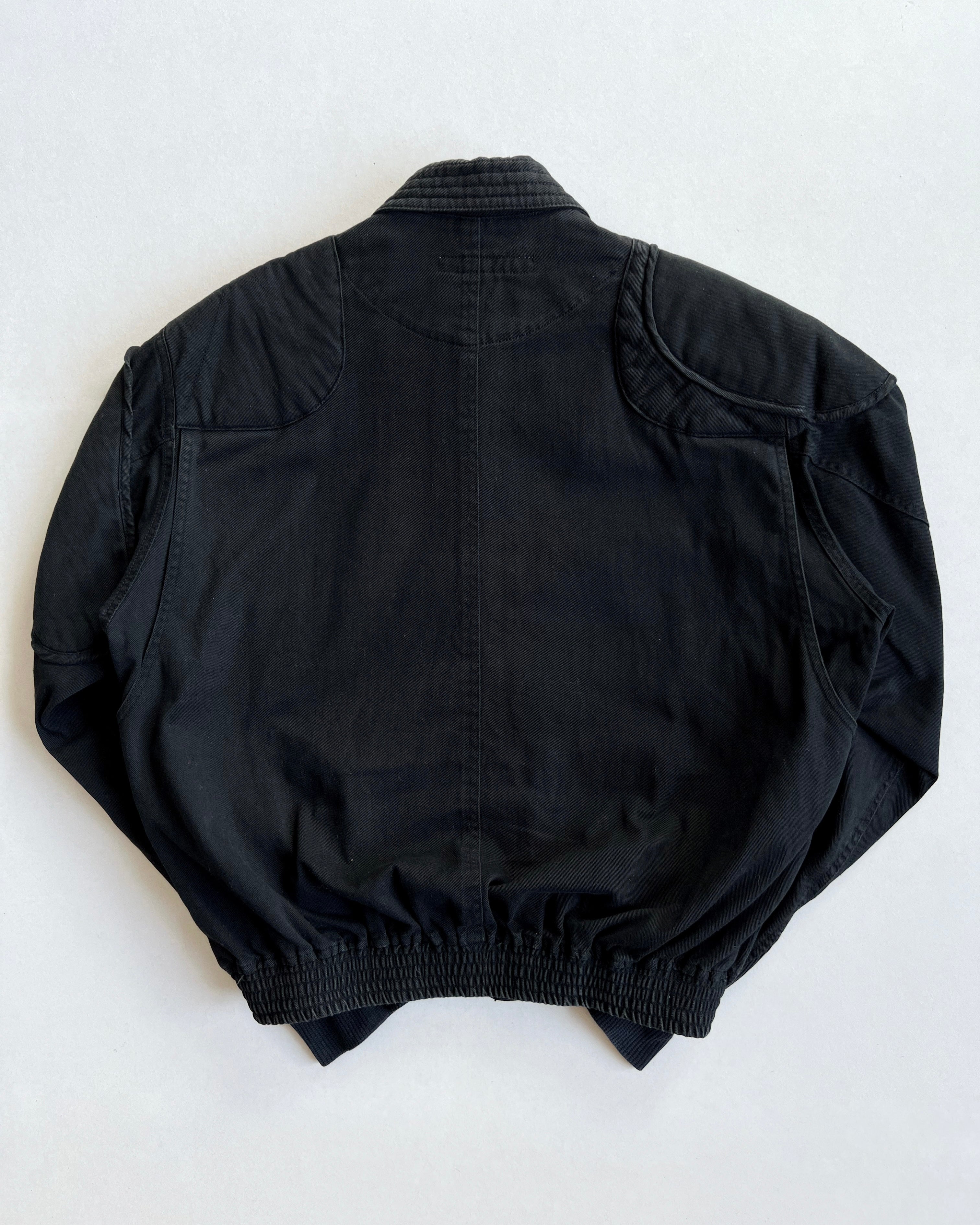 1980S BLACK KATHARINE HAMNETT CARGO BOMBER (M)