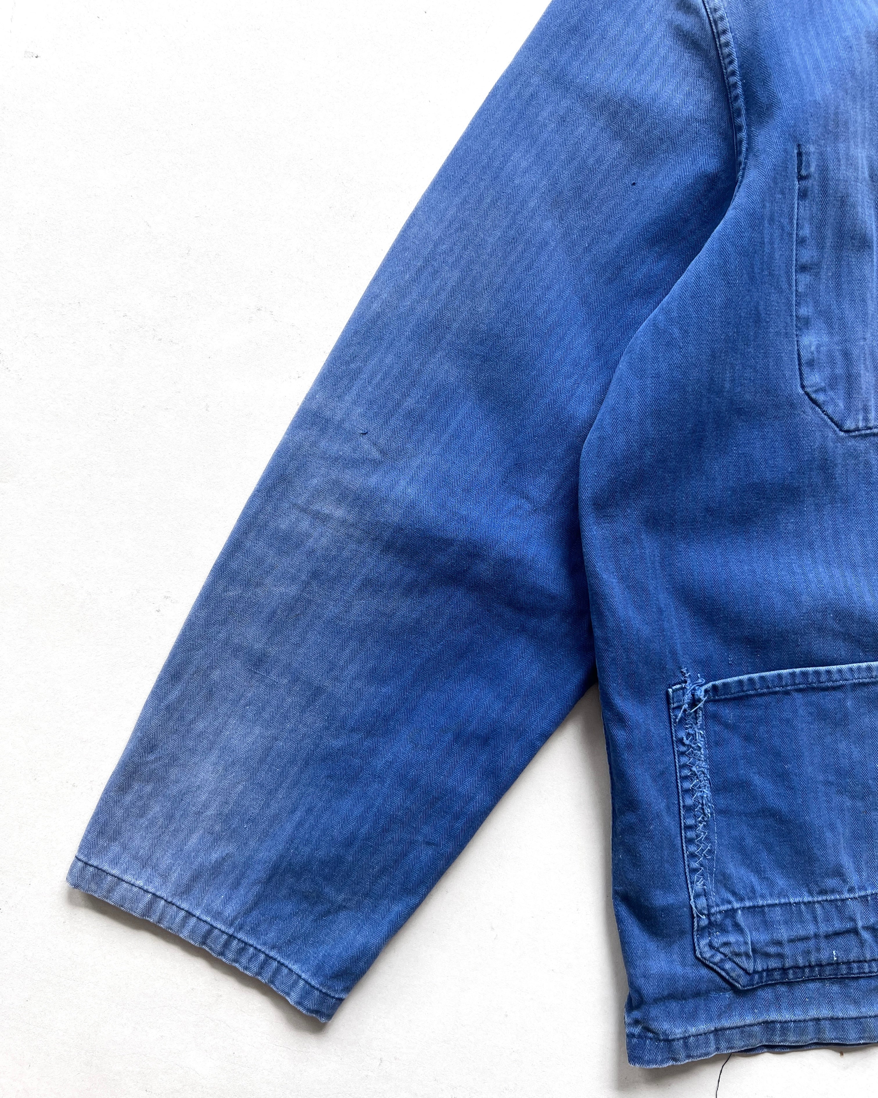 1970S SUN FADED GERMAN HBT WORK JACKET (L)