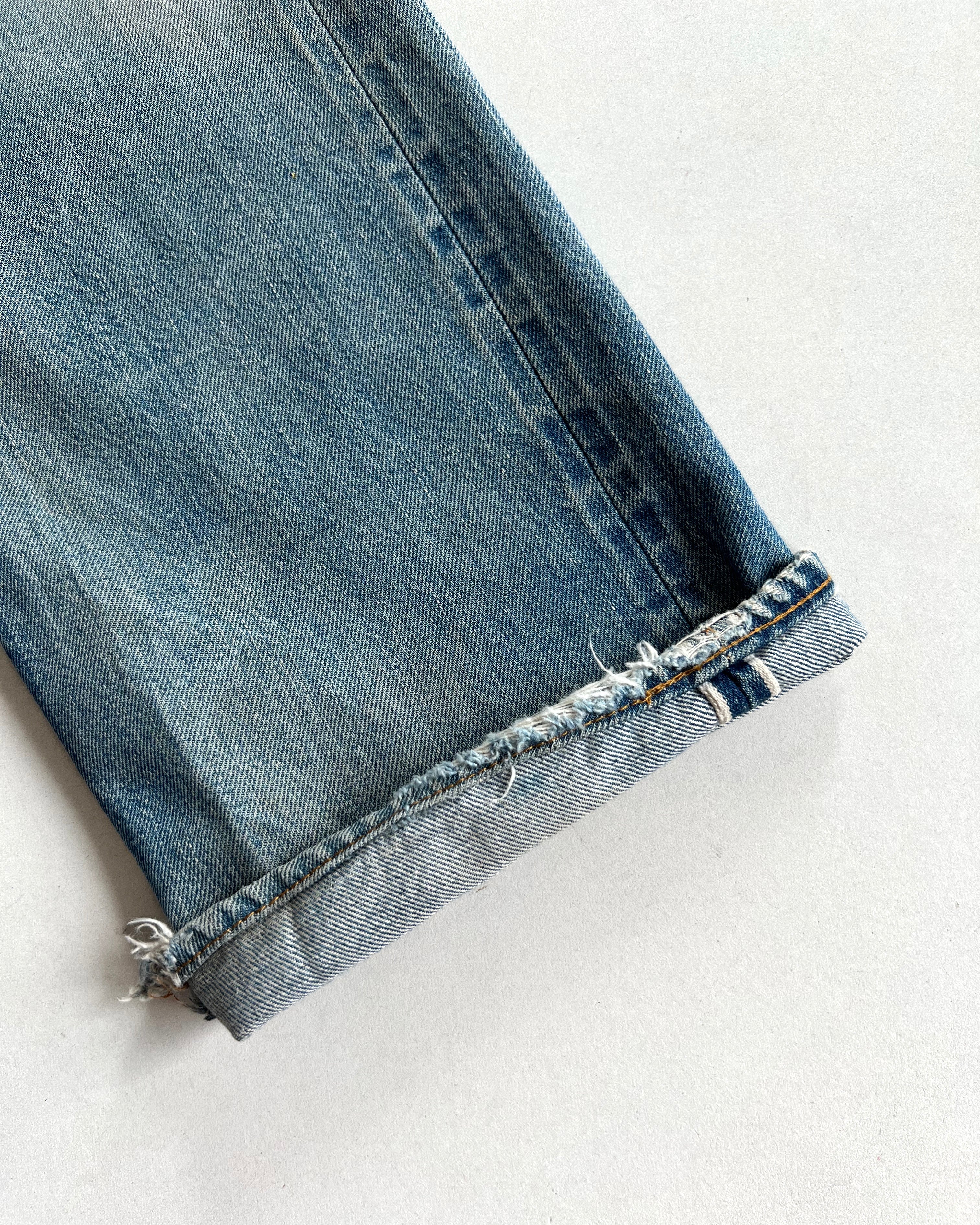 1970S FADED LEVI'S 501 REDLINE SELVEDGE DISTRESSED JEANS (34)