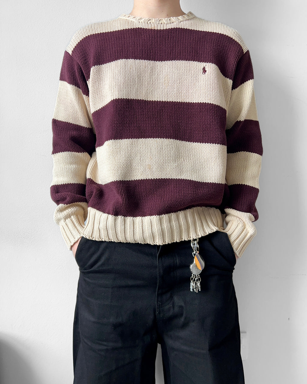 1990S RALPH LAUREN STRIPES KNITTED SWEATER (L)