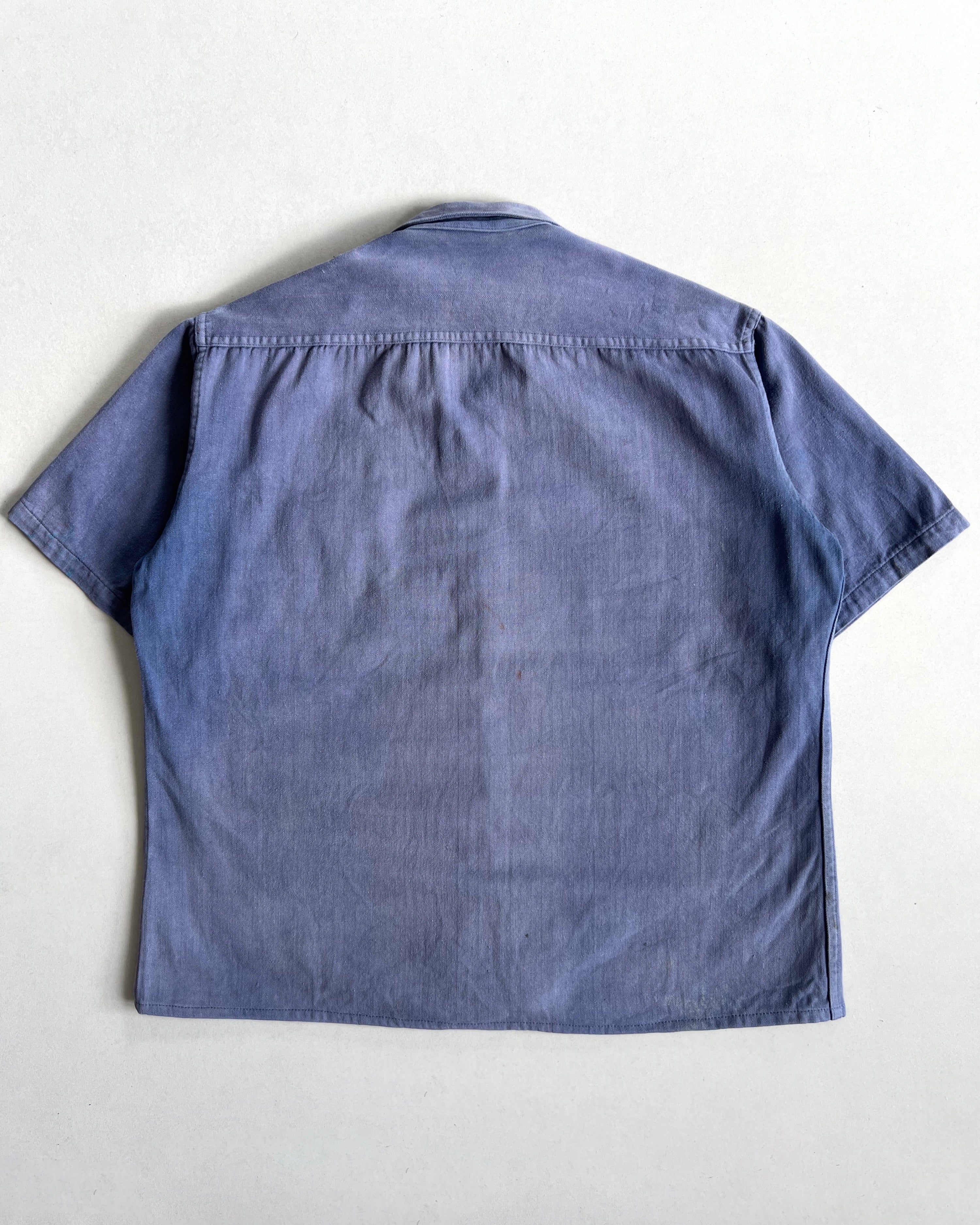 1950S SUN FADED FRENCH HBT WORK SHIRT (L)