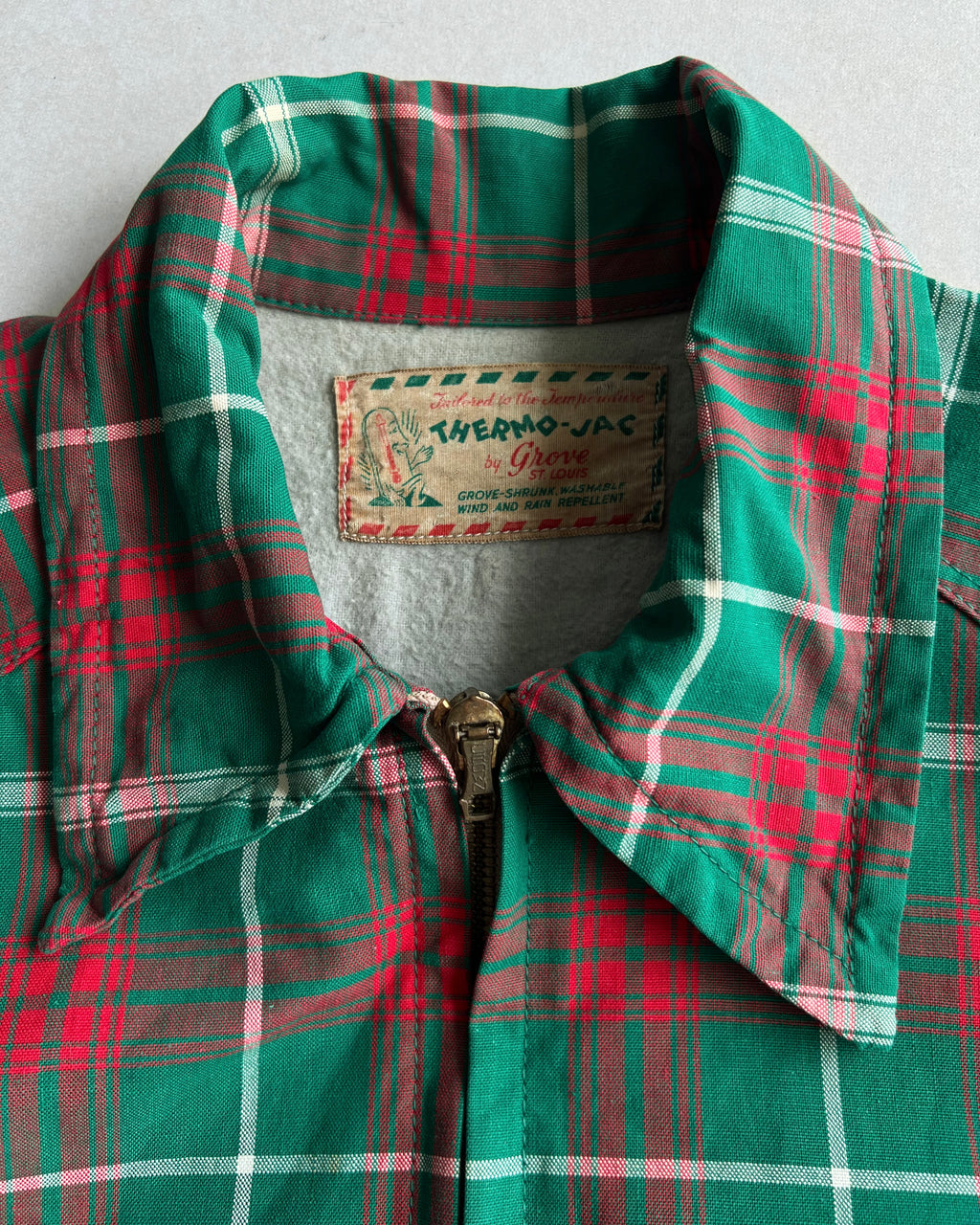 1940S CHECKERED ROCKABILLY ZIP-UP JACKET (M)